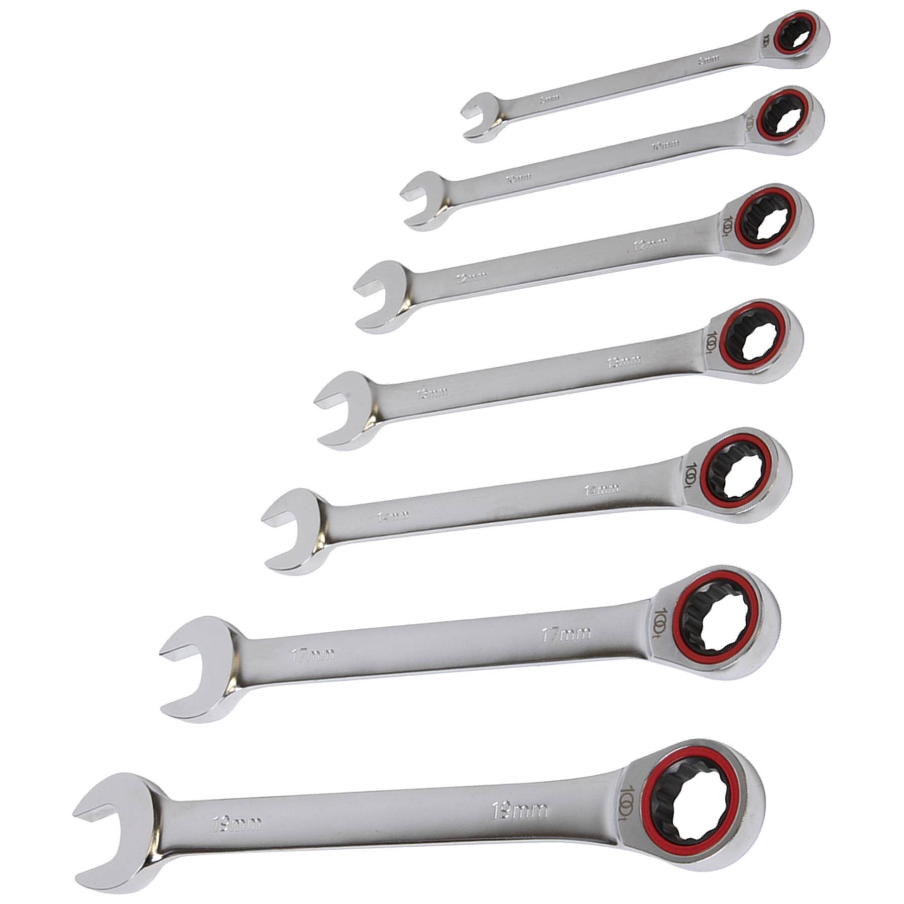 Sealey Ratchet Combination Spanner Set 7pc Metric Platinum Series