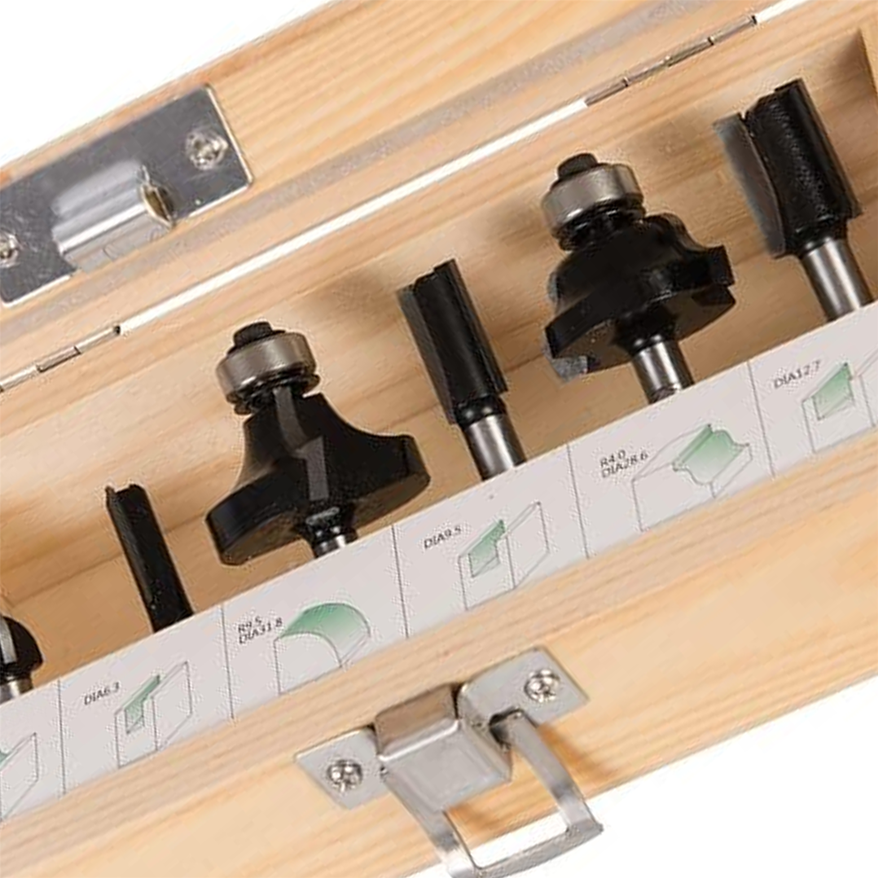 1/4" Kitchen Worktop Fitters Bit Set 6Pce Twin Flutes For Clean, Precise Cutting