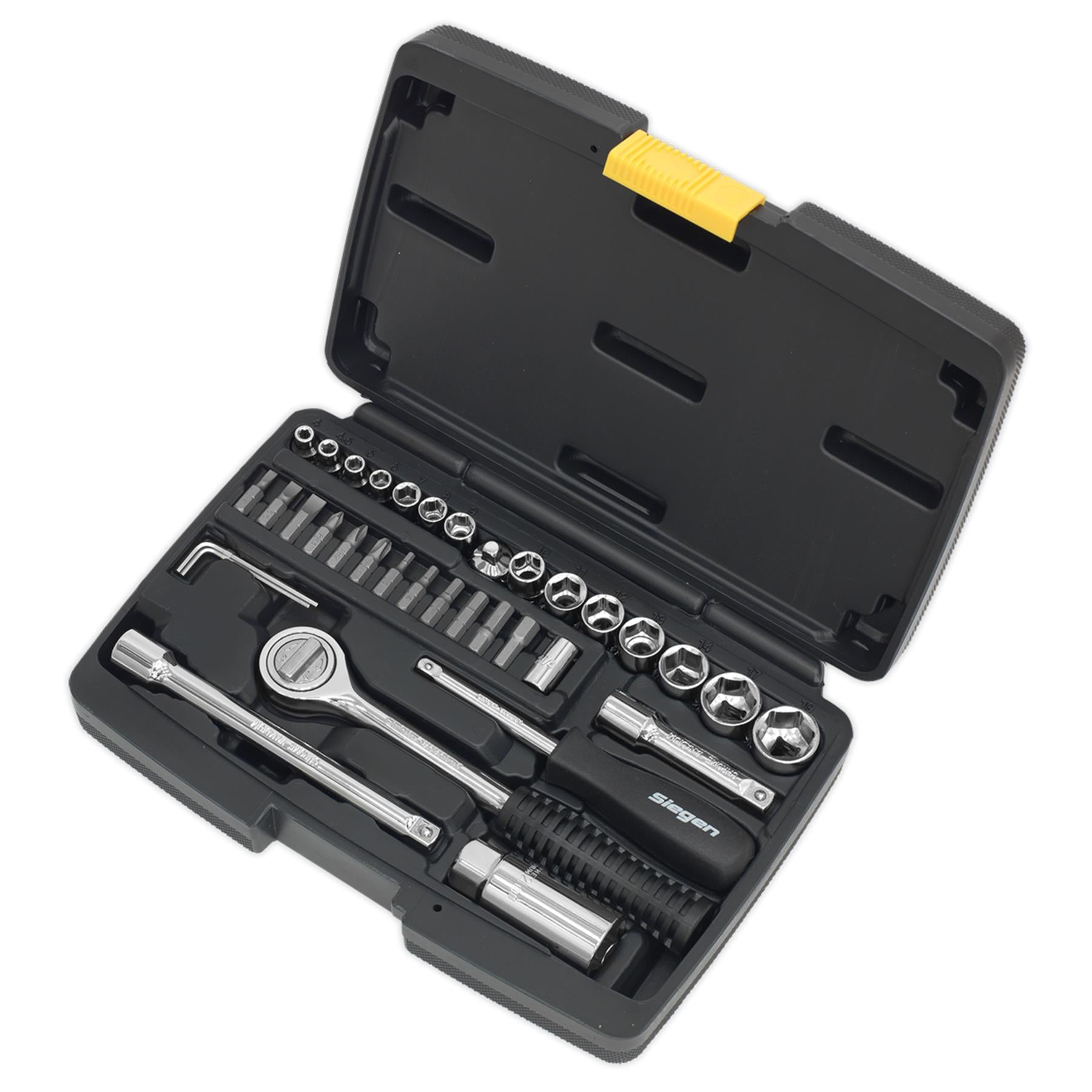 Sealey Socket Set 37pc 1/4" & 3/8"Sq Drive 6pt Metric