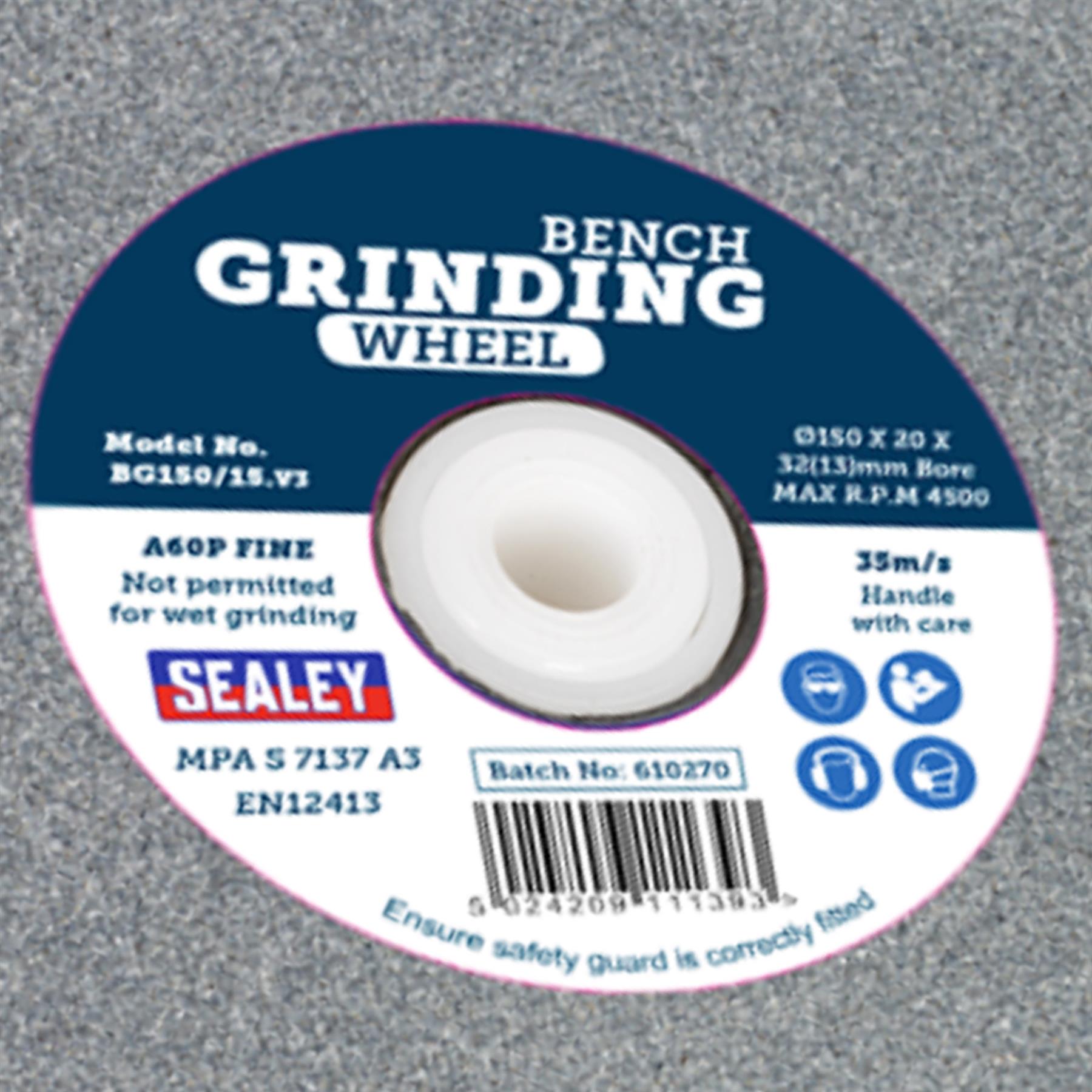 Sealey 150 x 20mm Grinding Stone 32(13)mm Bore A60P Fine