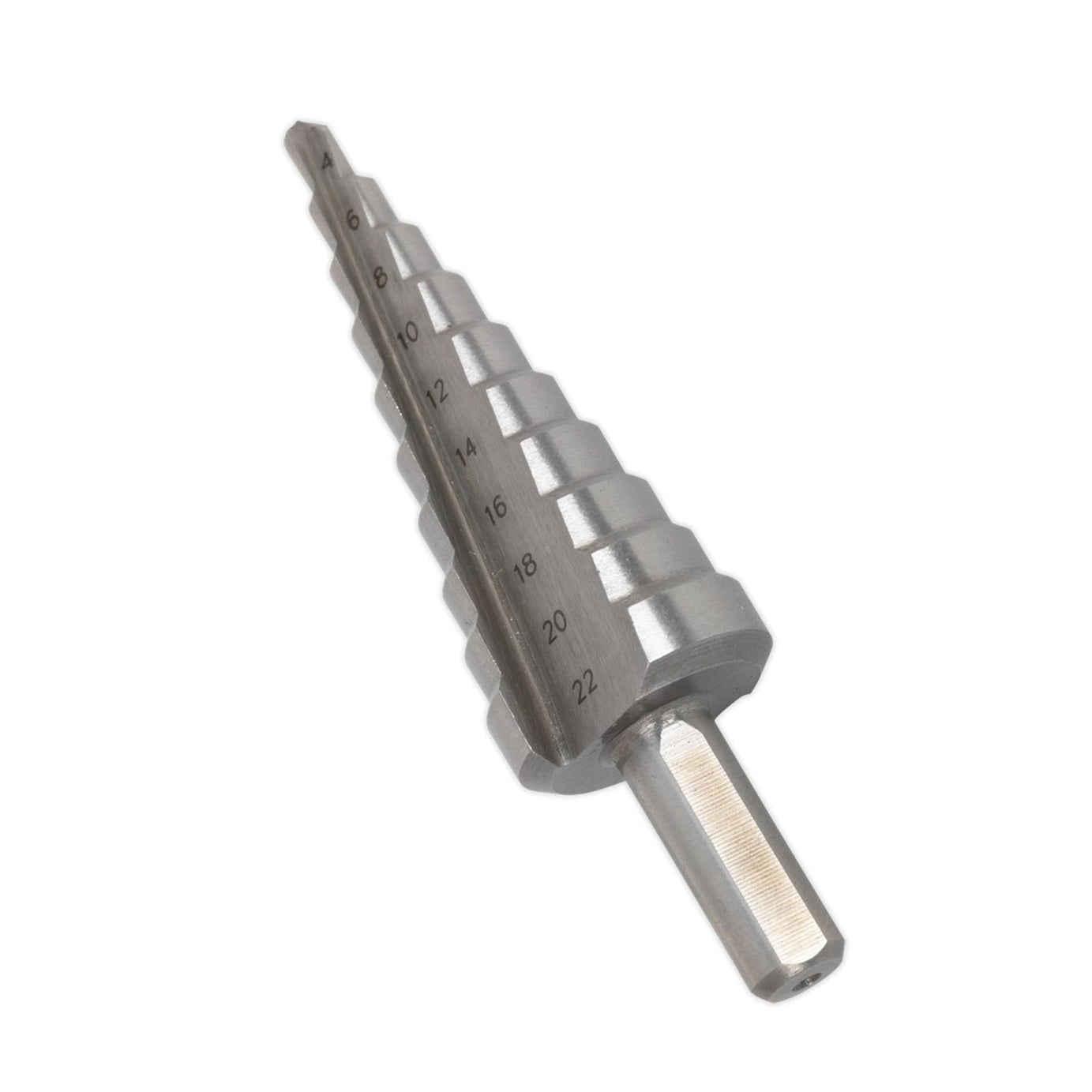 Sealey M2 Step Drill Bit HSS Cone Drill 4-22mm Double Flute Hole Metal Cutter