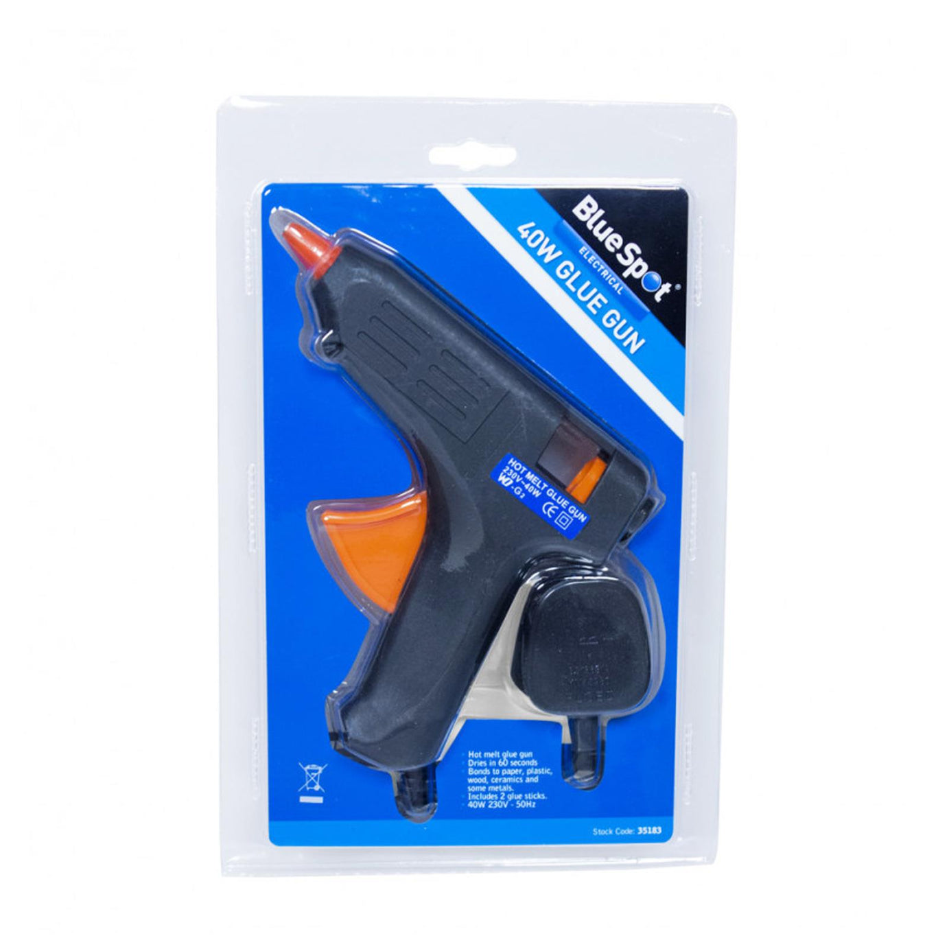 BlueSpot Hot Melt Mini Glue Gun + 2 Sticks 40W 240V Arts Crafts