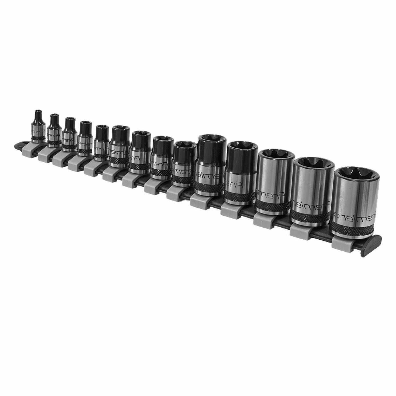 TRX-Star Socket Set 14pc 1/4,3/8,1/2"Sq Dr E4-E24 Blk Series Sealey