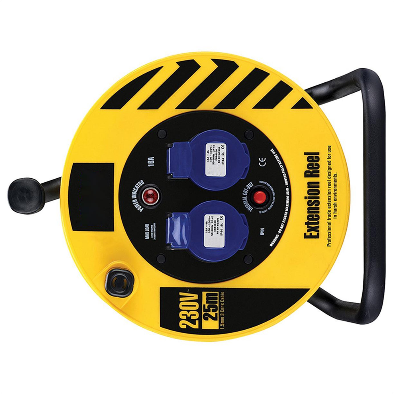 Defender Light Industrial Reel 2-Way 25m 230V 16A Steel A-frame