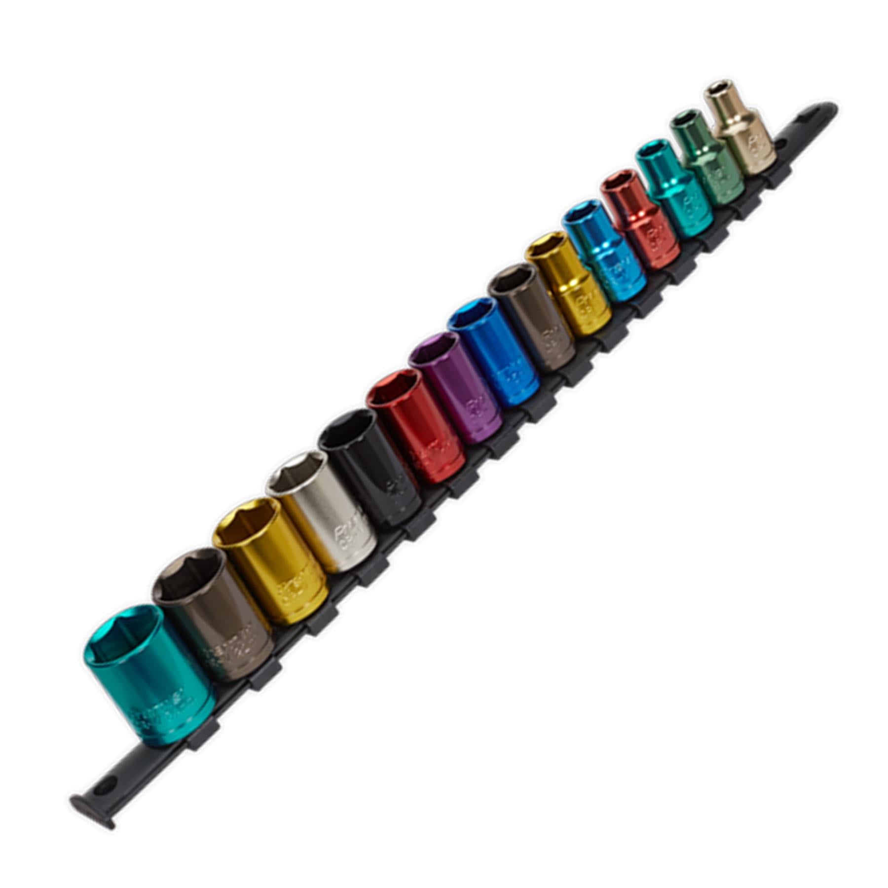 Sealey 15pc Multi Coloured Socket Set 8mm - 24mm 6pt Set 1/2" Sq Drive Metric