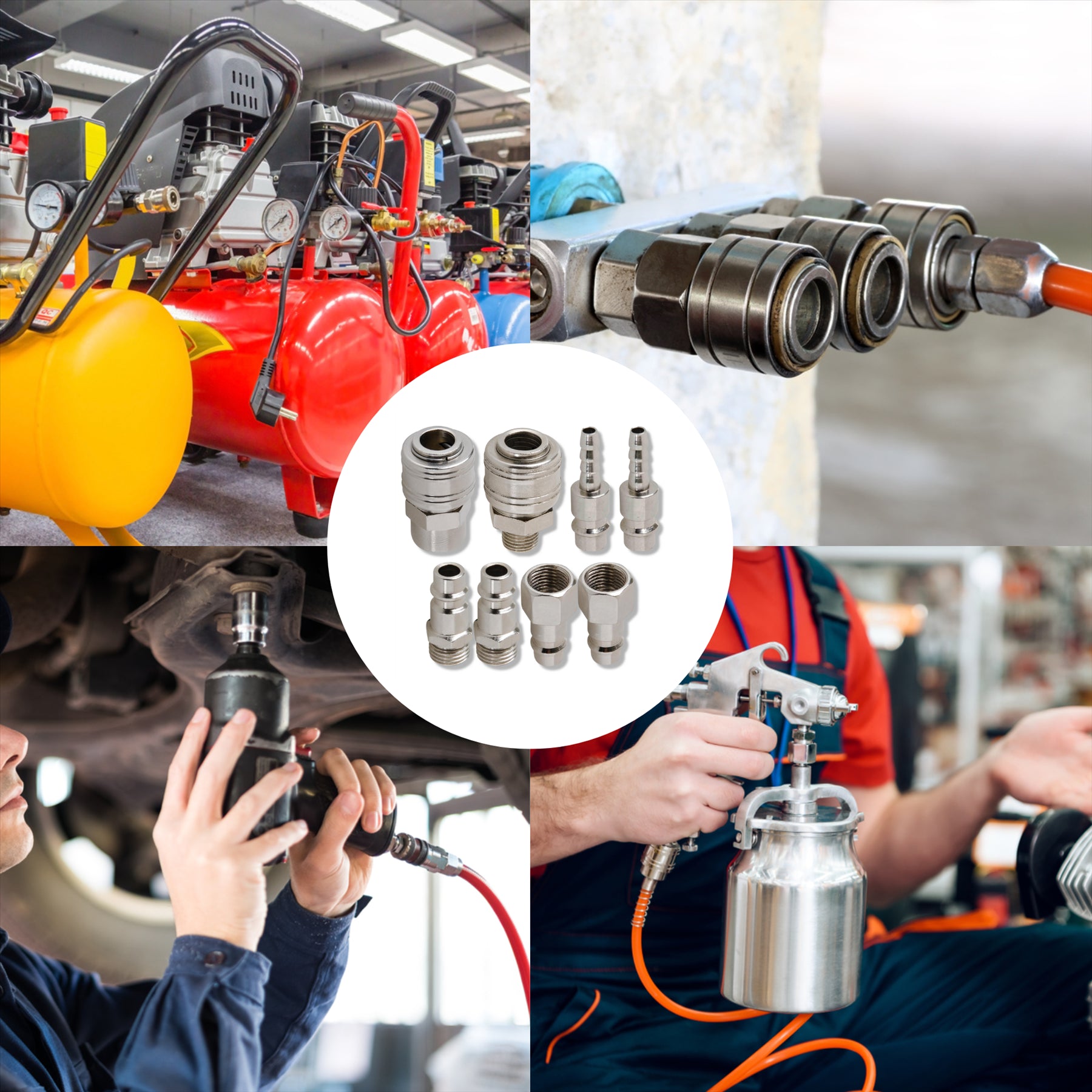 Euro Air Line Fitting Hose End Connector Male Female Quick Release 1/4" BSP 8Pcs