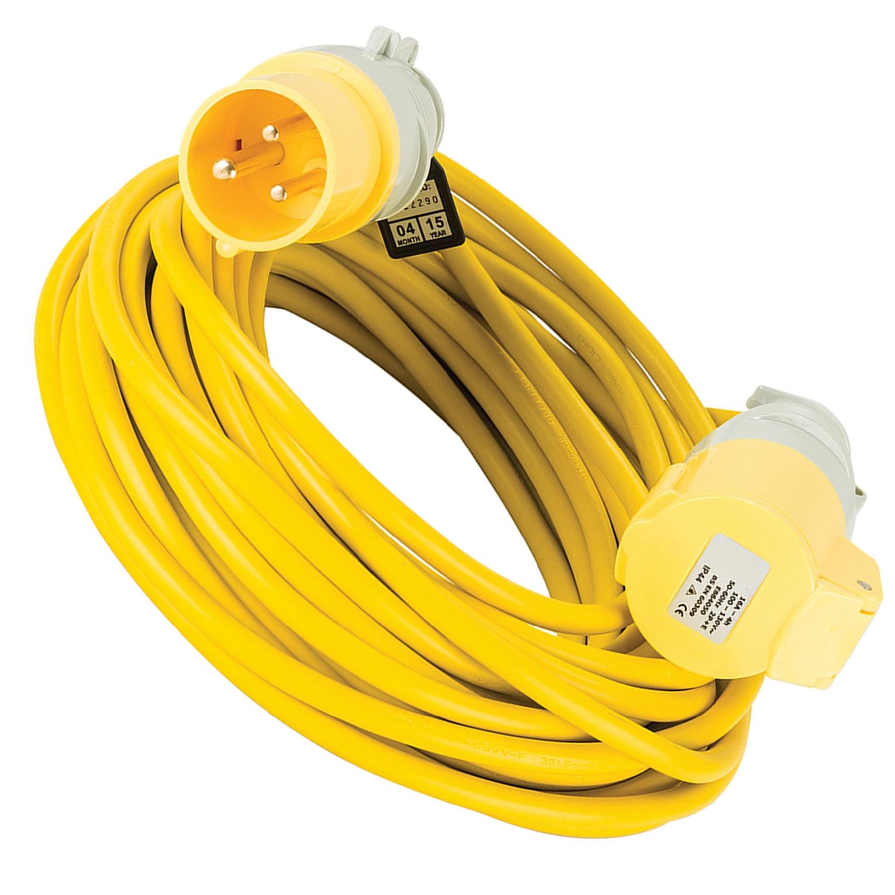Defender Extension Lead Yellow 1.5mm2 16A 14m 110V