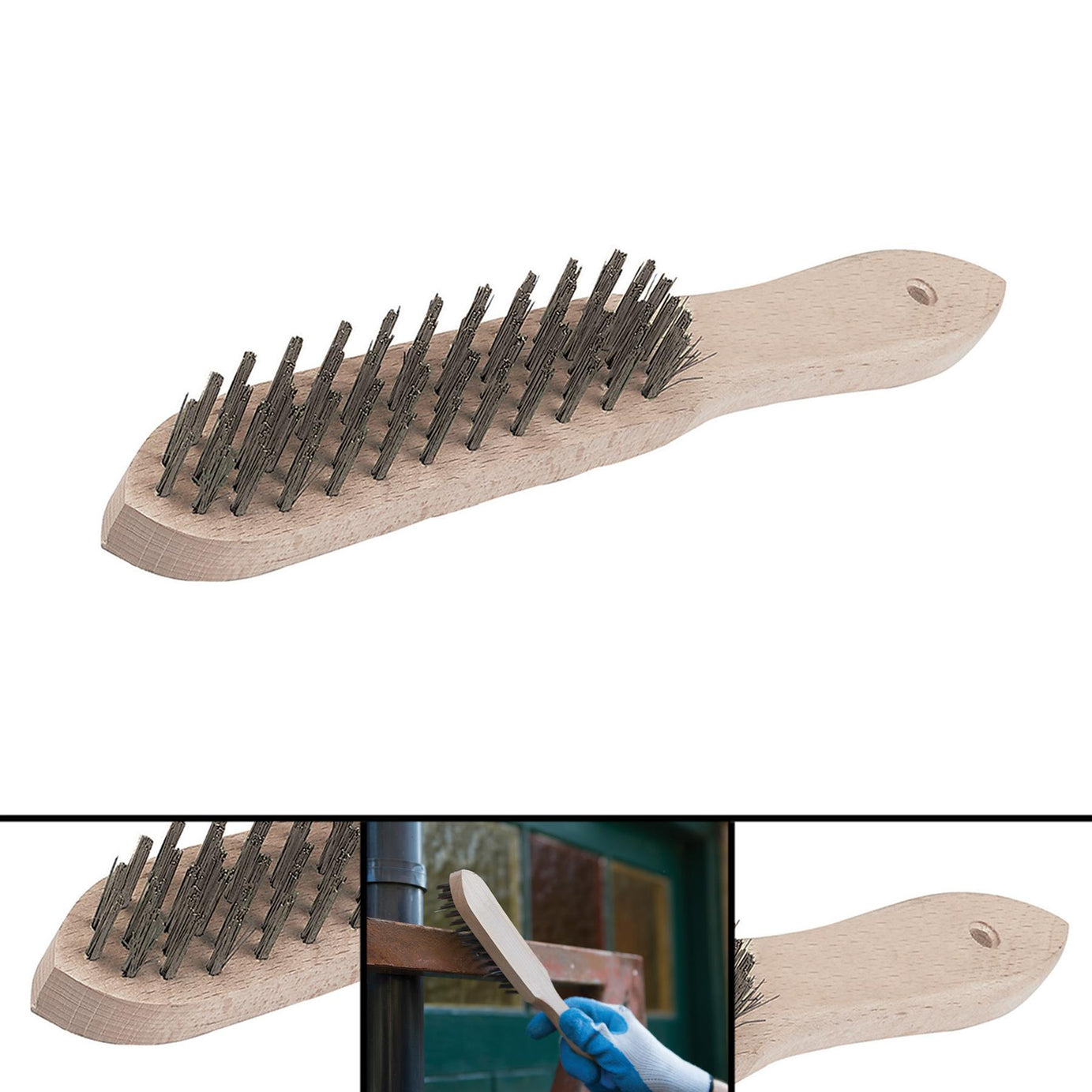 Heavy Duty Wire Brush 4 Row Bristle Length 20mm Length 290mm Brand New