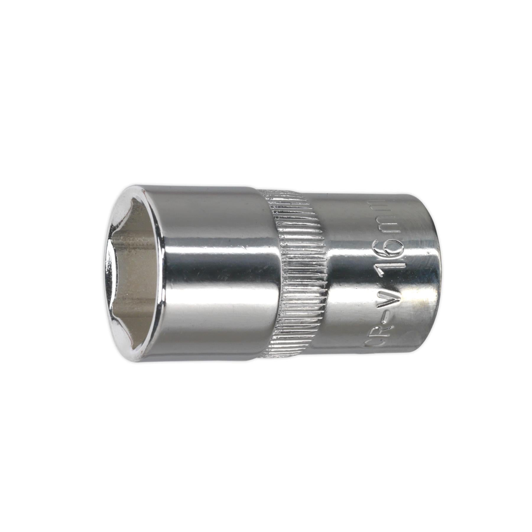Sealey WallDrive Socket 16mm 1/2"Sq Drive Fully Polished