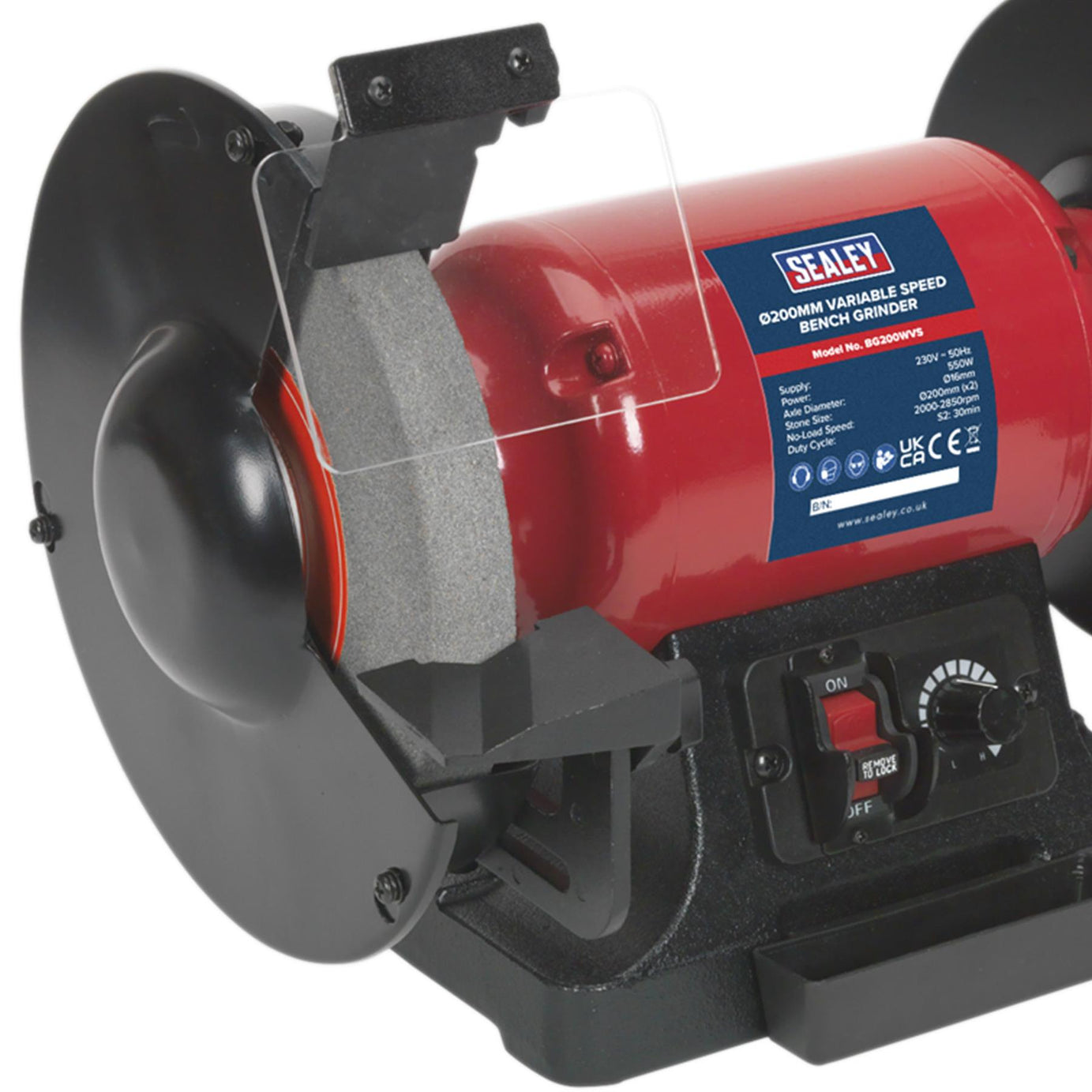 Sealey Bench Grinder 200mm Variable Speed Garage Workshop DIY