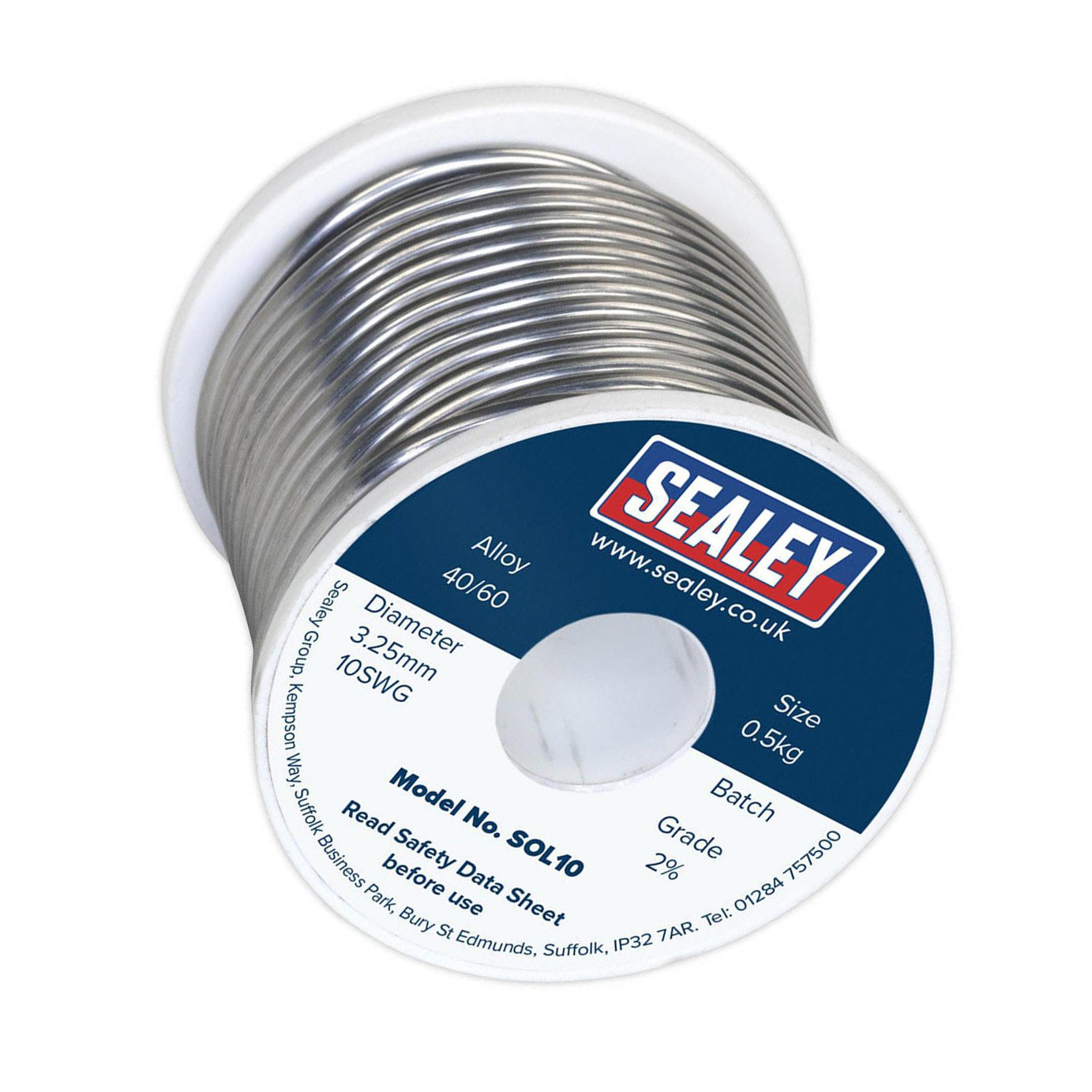 Sealey Solder Wire Quick Flow 3.25mm/10SWG 40/60 0.5kg Reel