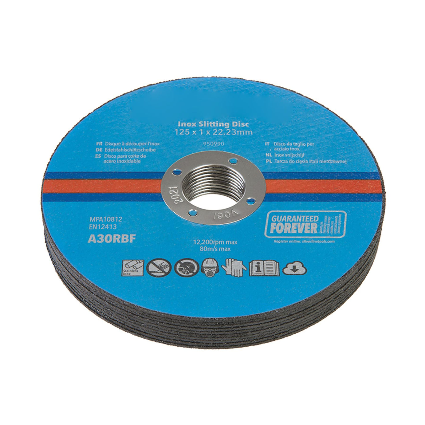 Inox Slitting Discs 10Pk For Cutting Stainless Steel 115 x 1 x 22.23mm