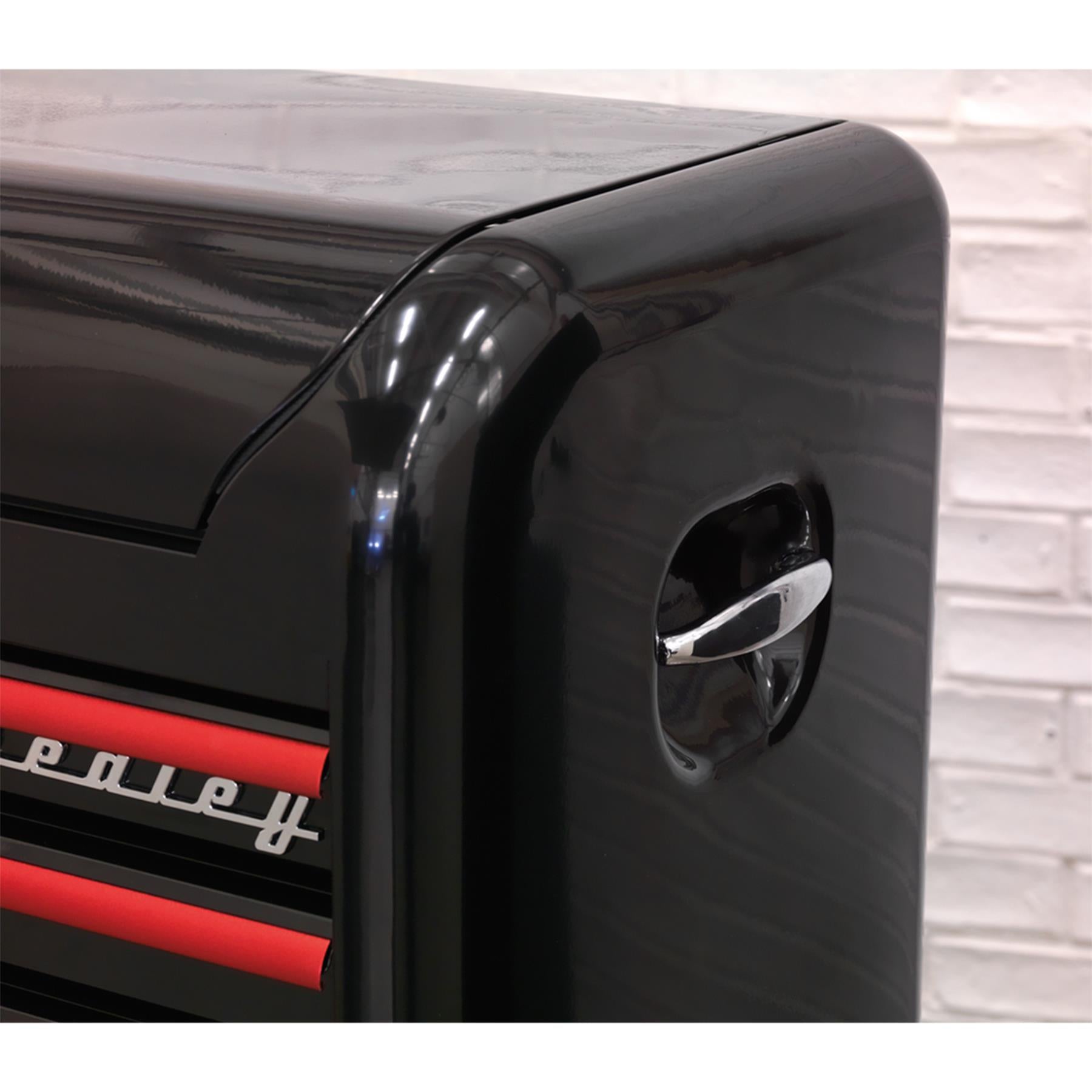 Sealey Topchest 4 Drawer Retro Style-Black/Red Anodised Draw Pulls
