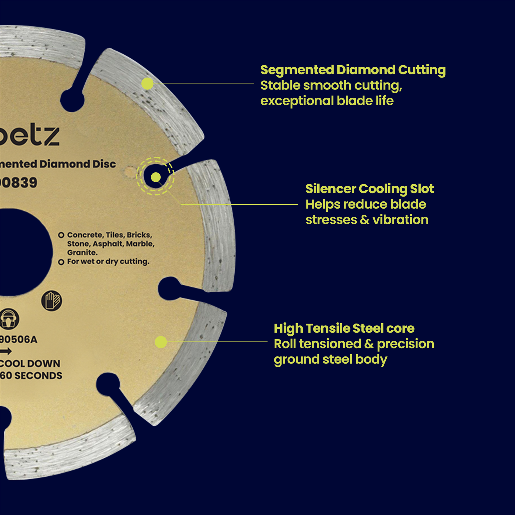115mm Diamond Cutting Discs 41/2" Angle Grinder Blade, Tile Stone & Concrete