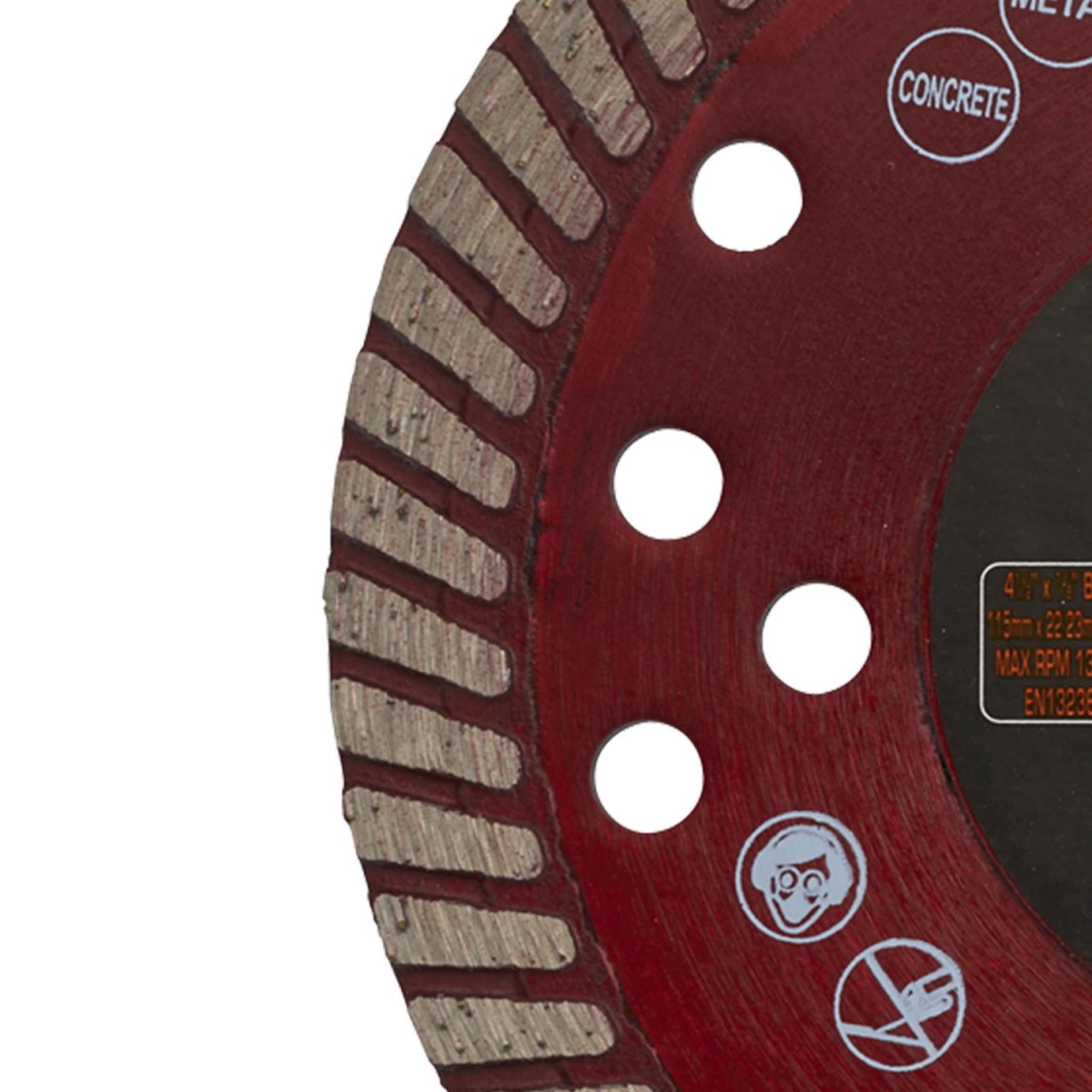 Sealey Turbo Allmat Diamond Blade 115 x 22mm Steel and cast iron.