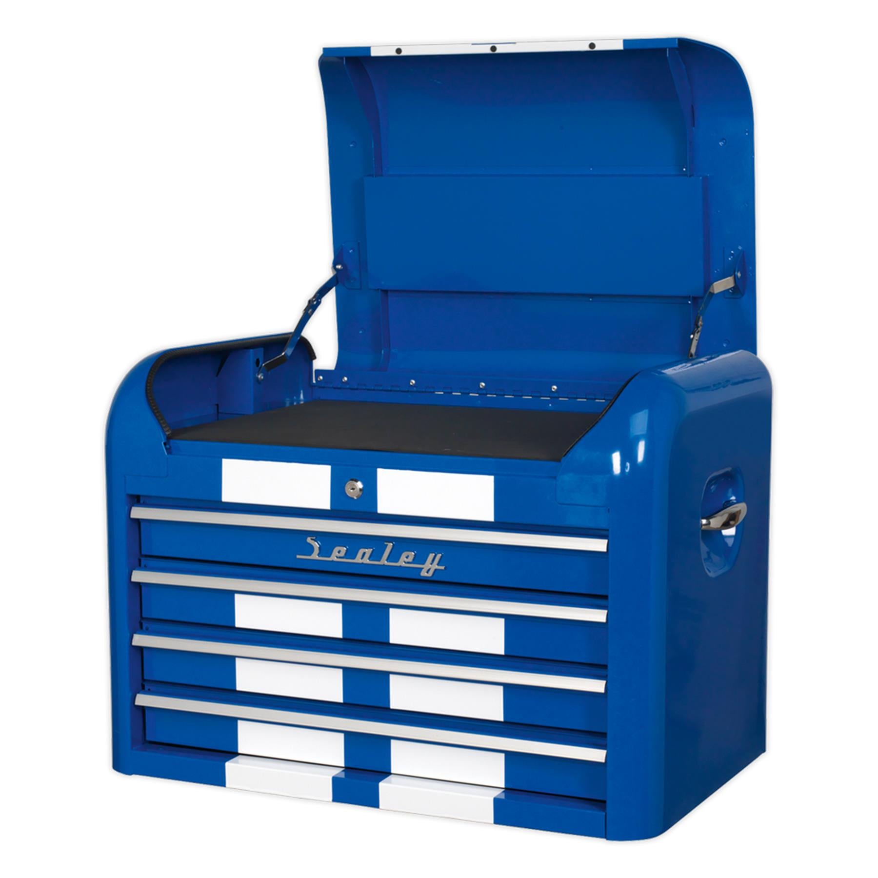 Sealey Topchest 4 Drawer Retro Style - Blue with White Stripes