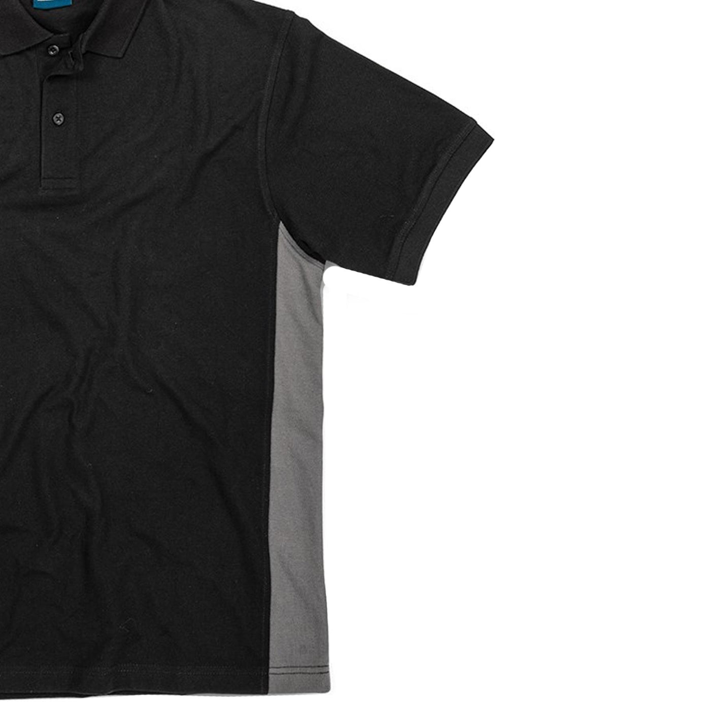 Tough Grit Mens 2-Tone Polo Colour Side Panels T Shirt Black/Charcoal M