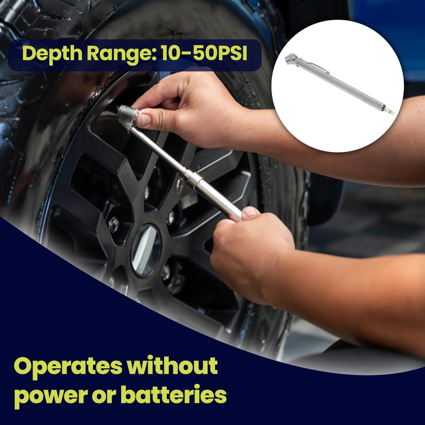 Tyre Pressure Gauge 10-100 Psi Car Bike Cyle Caravan Pocket Sized Gauge