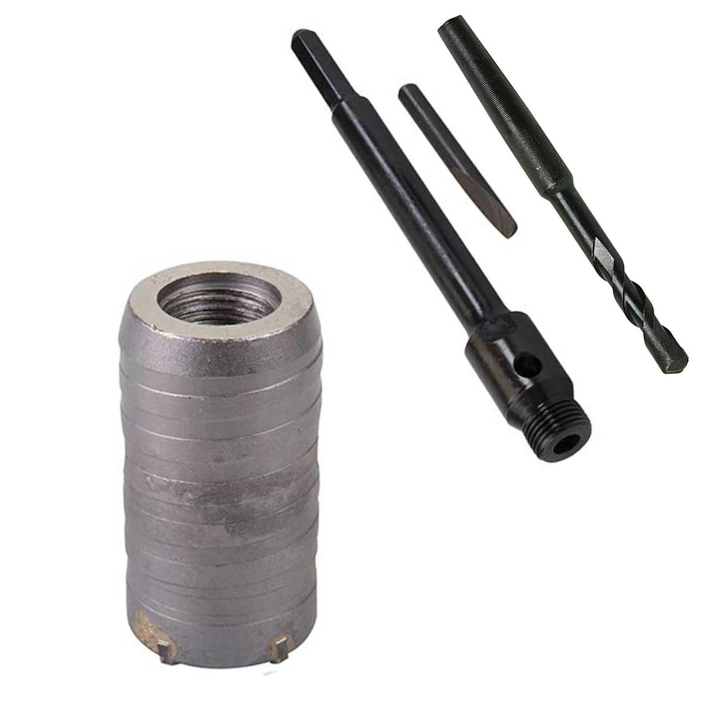 TCT Core Drill Bit 40mm Hole Saw Masonry Stone Brick Hex 200mm Extensions Pilot