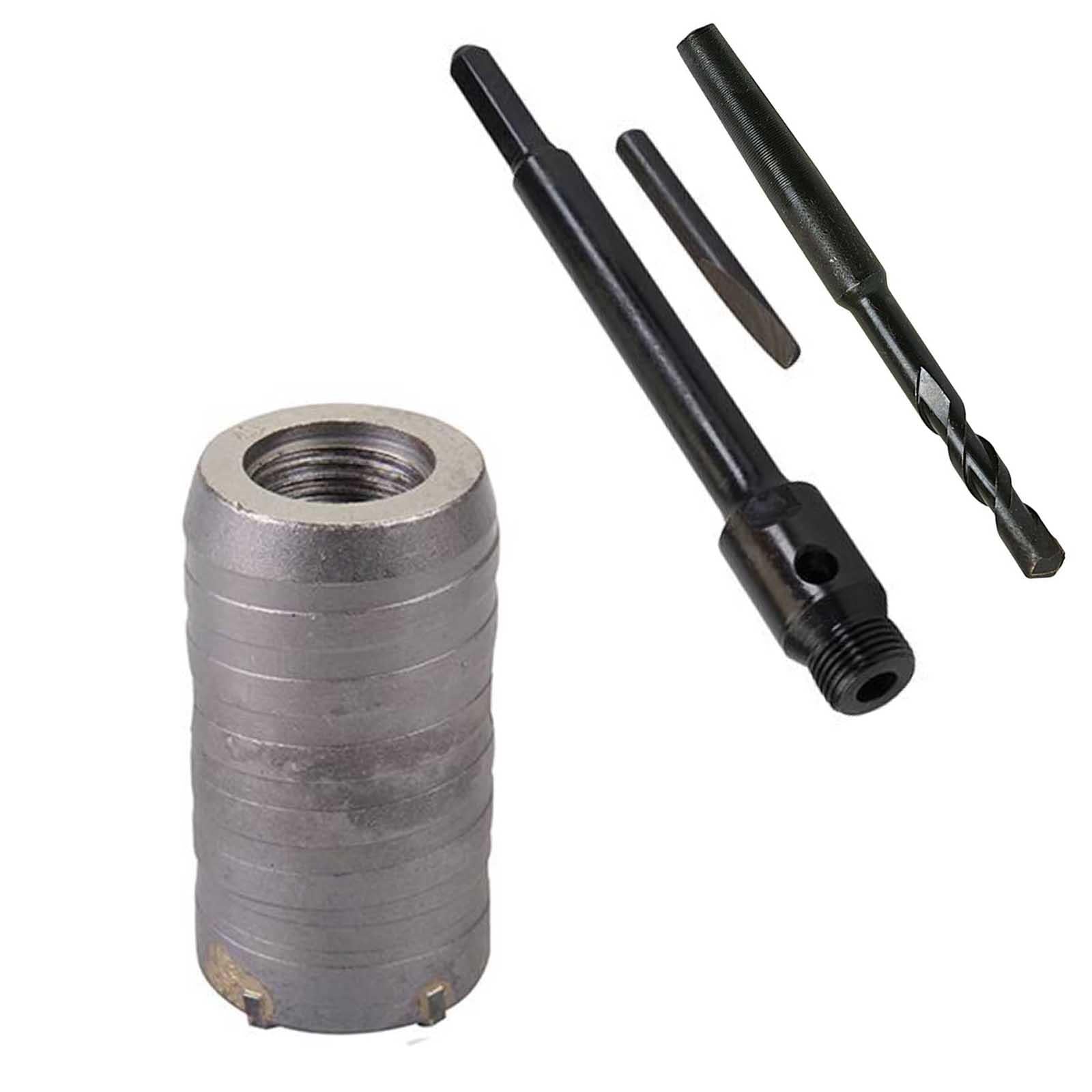TCT Core Drill Bit 40mm Hole Saw Masonry Stone Brick Hex 200mm Extensions Pilot