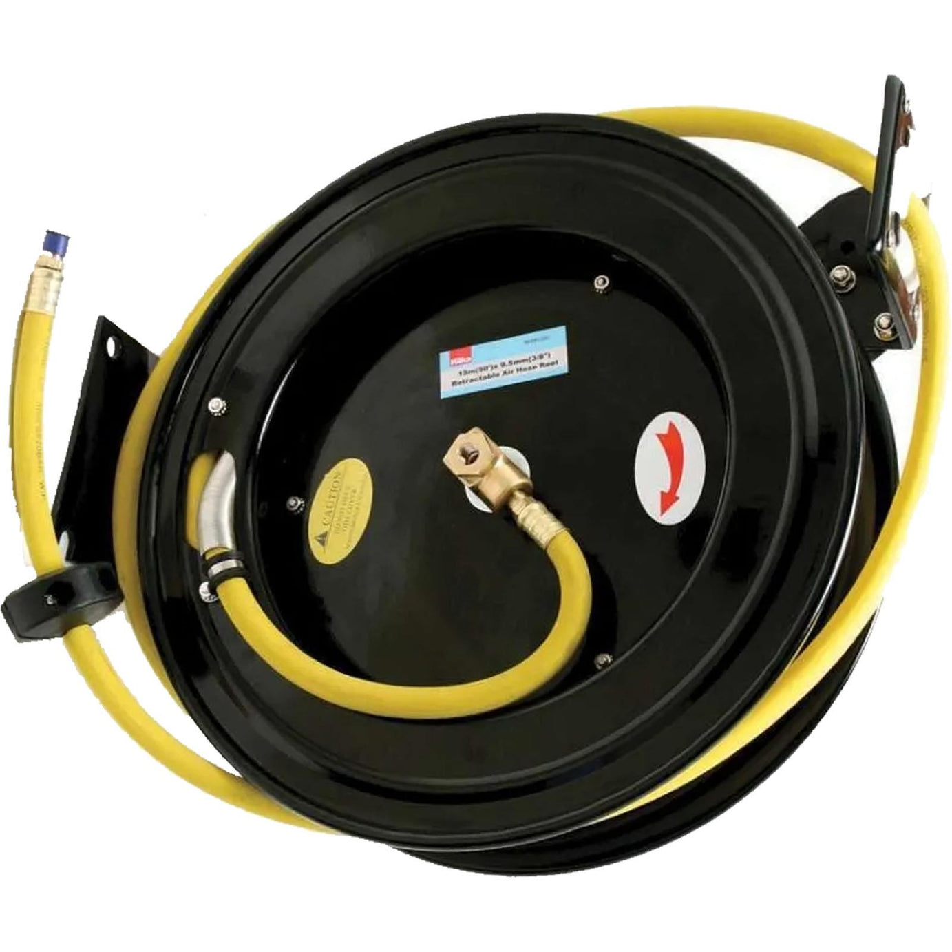 Heavy Duty 15m Air Hose Reel 15m x 9.5mm Wall Ceiling Floor Mounted Bracket Rectractable Hose
