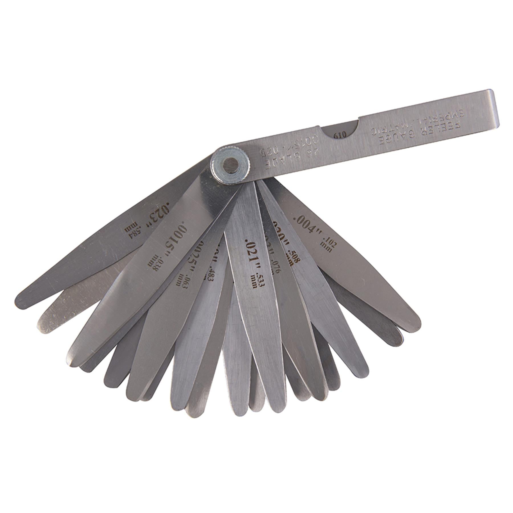 Feeler Gauge 26 Leaves (0.051 - 0.635mm) Hardened And Polished Carbon Steel