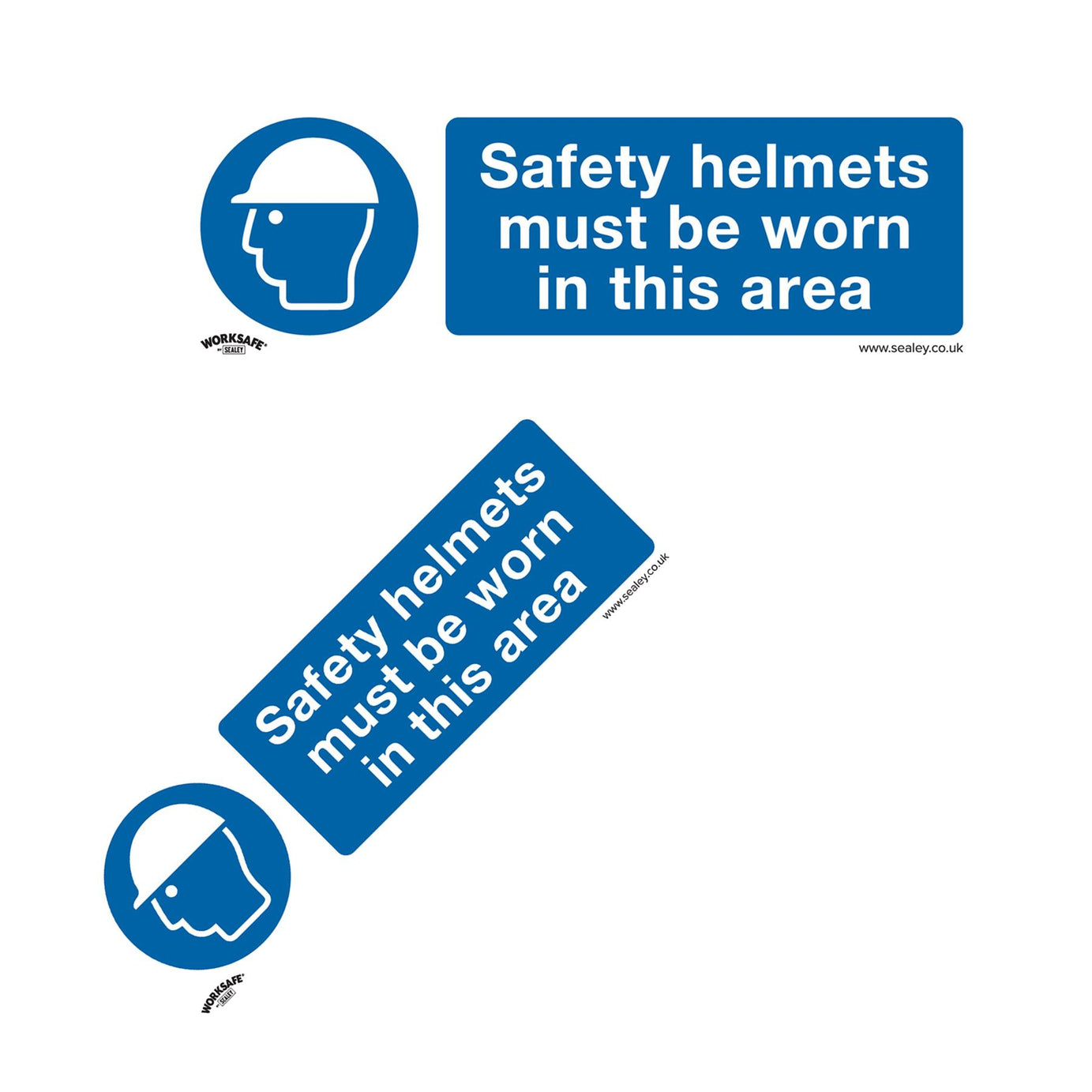 Mandatory Safety Sign - Safety Helmets Must Be Worn In This Area - Self-Adhesive Vinyl