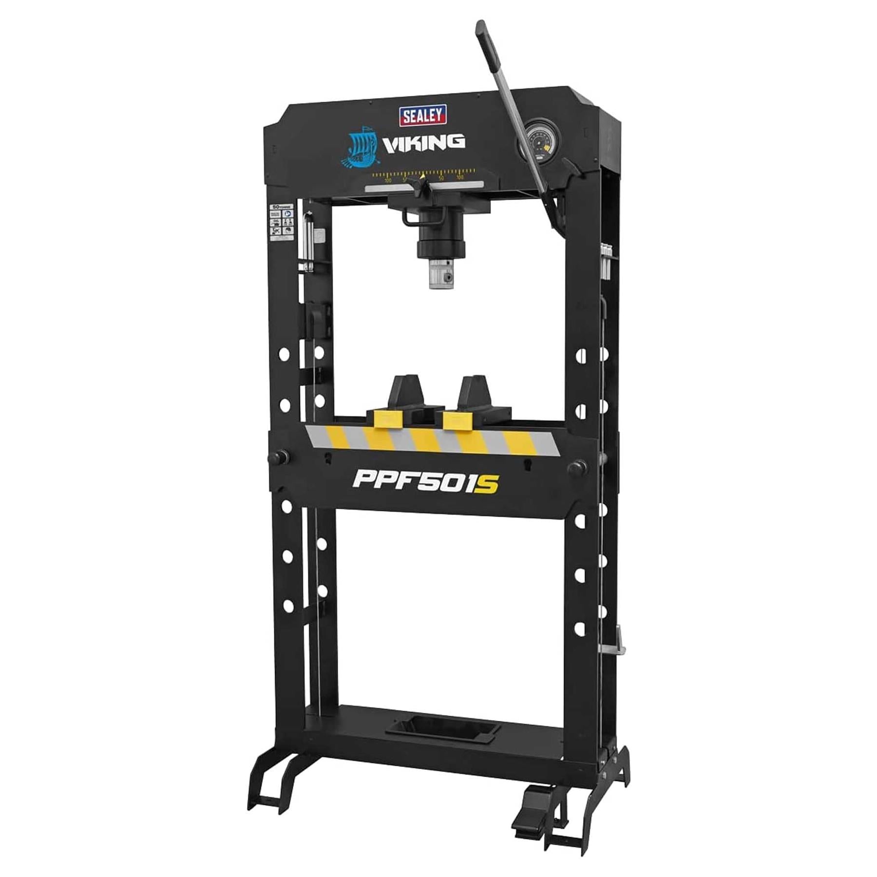 Sealey Viking Air/Hydraulic Press 50 Tonne Floor Type with Sliding Ram and Foot Pedal