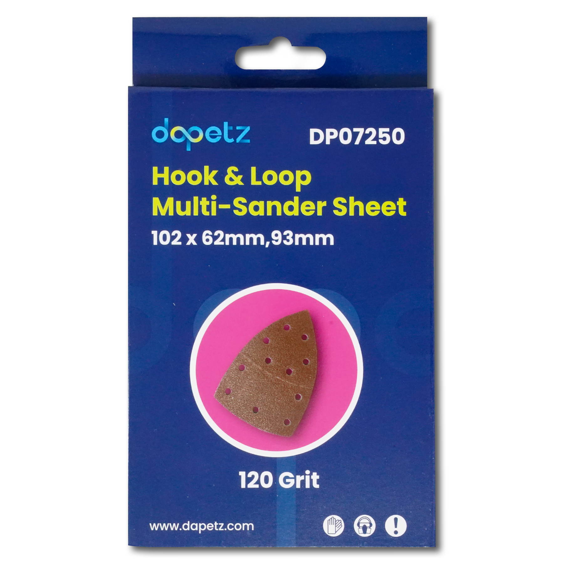 120Grit Hook & Loop Multi-Sander Sheets 102 x 62mm, 93mm 10pk w/ 11 Punched Hole