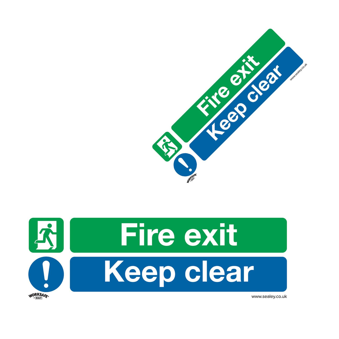 Sealey Safety Sign - Fire Exit Keep Clear - Self-Adhes. Pack of 10