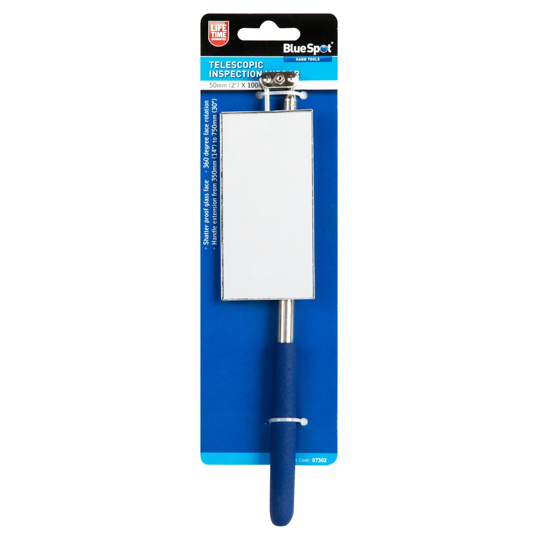 Bluespot Mechanics Inspection Mirror Telescopic Extending Rectangle 2" X 4"