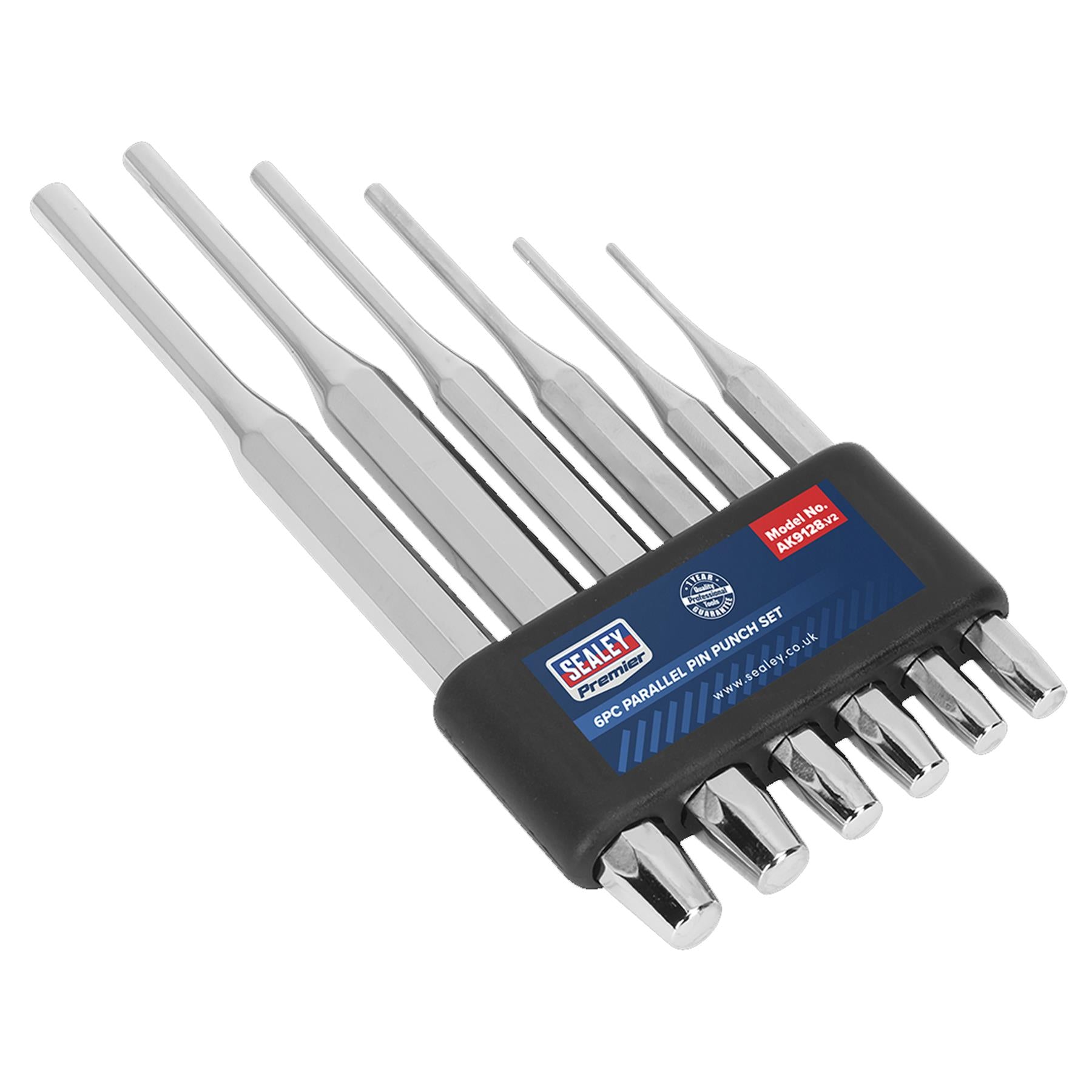 Sealey Parallel Pin Punch Set 6pc Long Silver AK9128