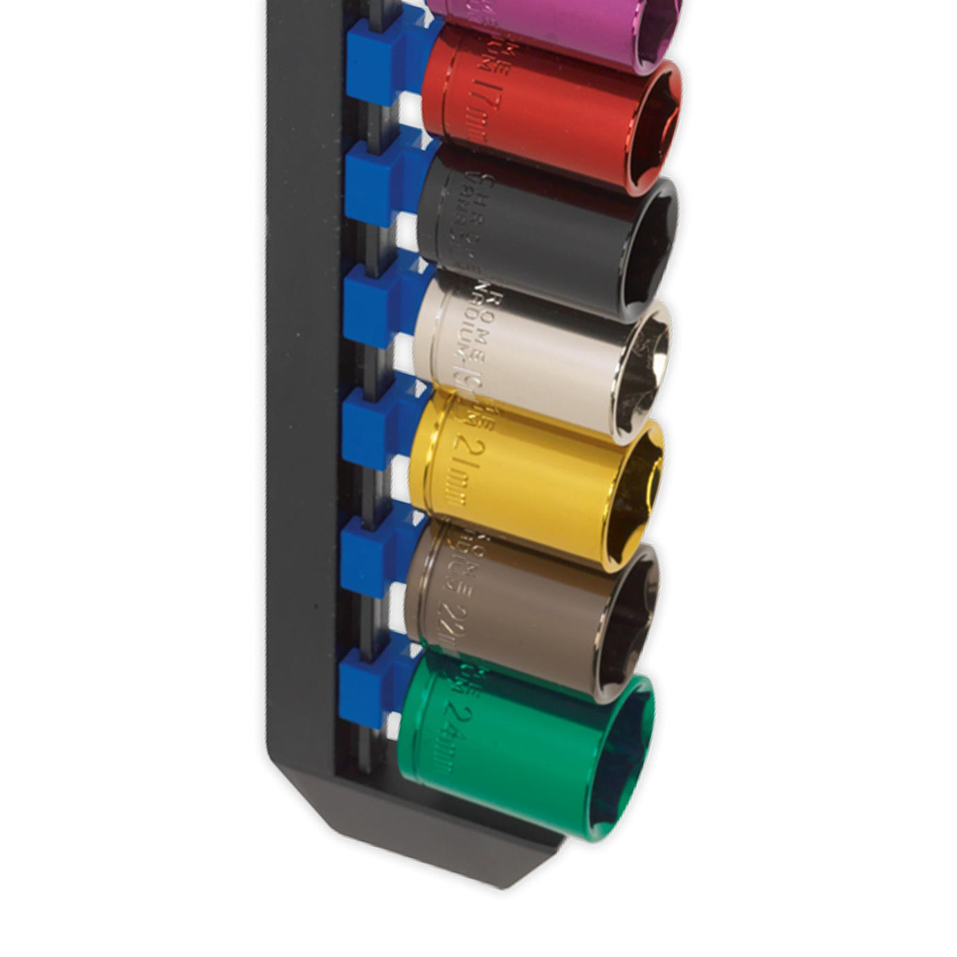 Sealey 10pc Multi Coloured Socket Set 13mm - 24mm 6pt Set 1/2" Sq Drive Metric