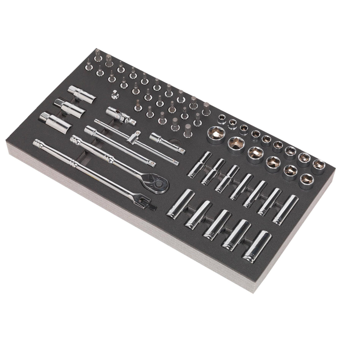 Sealey Tool Tray with Socket Set 62pc 3/8"Sq Drive Metric