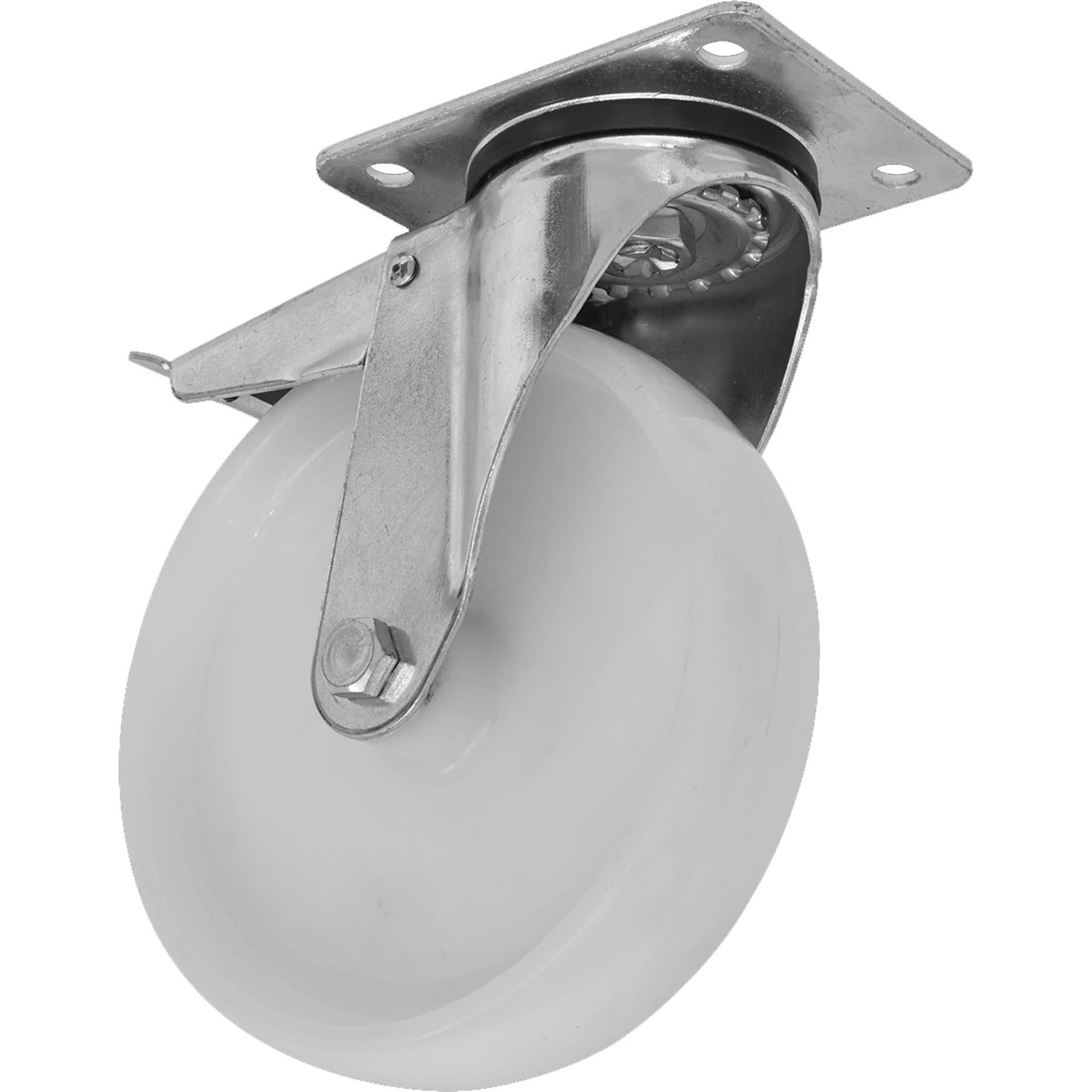 Sealey Heavy-Duty Nylon Castor Wheel Swivel Total Lock 125mm