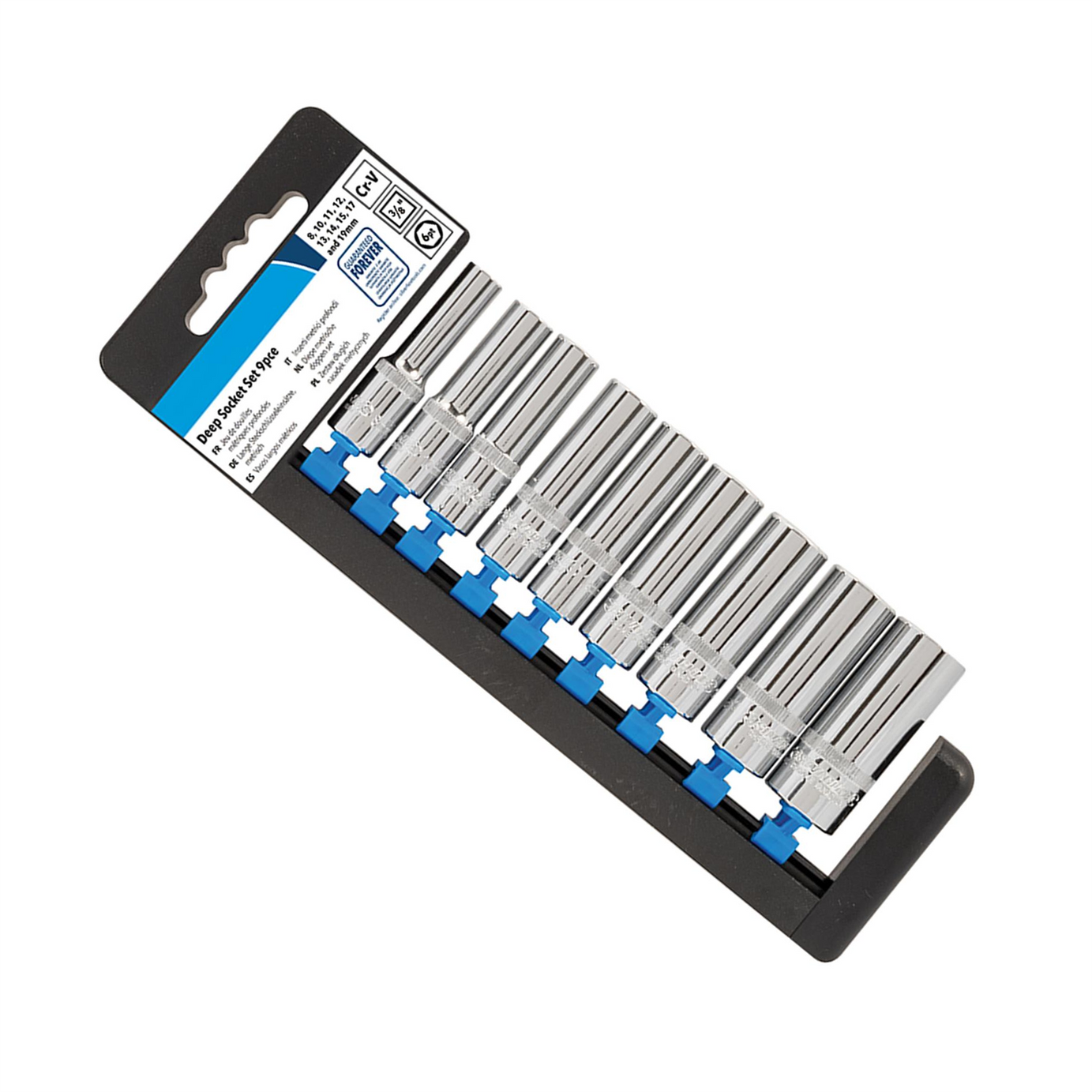 Professional 9 Pce Socket Set 3/8" Drive Deep Metric 8mm - 19mm Mechanics Garage