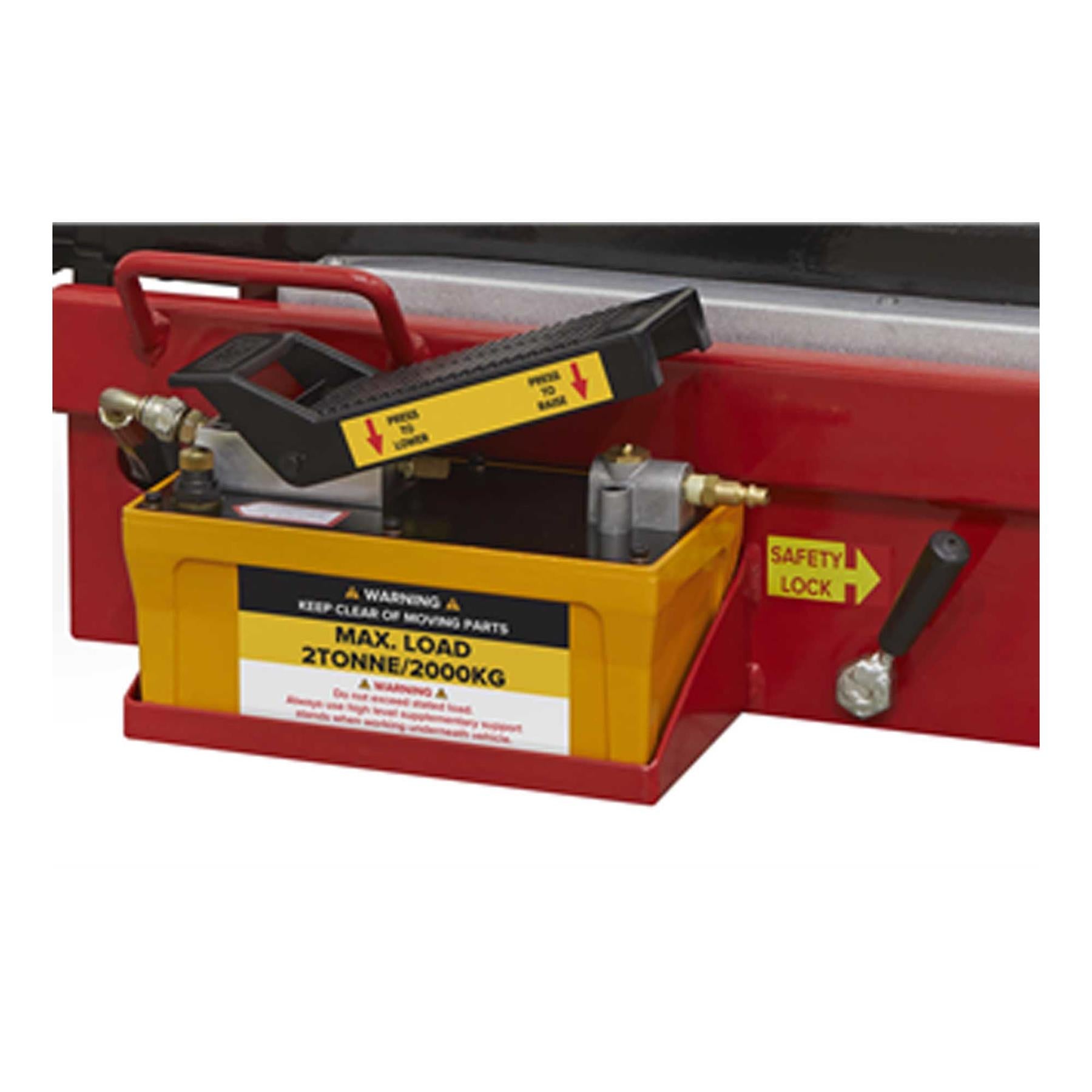 Sealey Air Jacking Beam 2 Tonne with Arm Extenders & Flat Roller Supports
