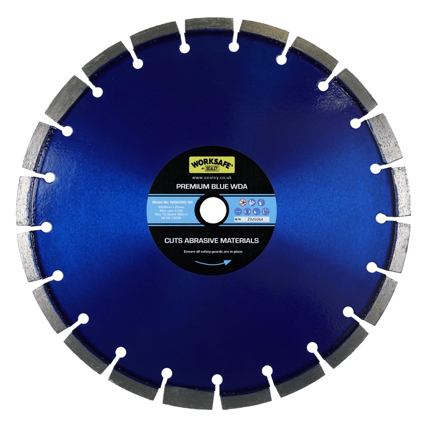 Premium Blue WDA Diamond Blade 300 x 20mm. Sealey