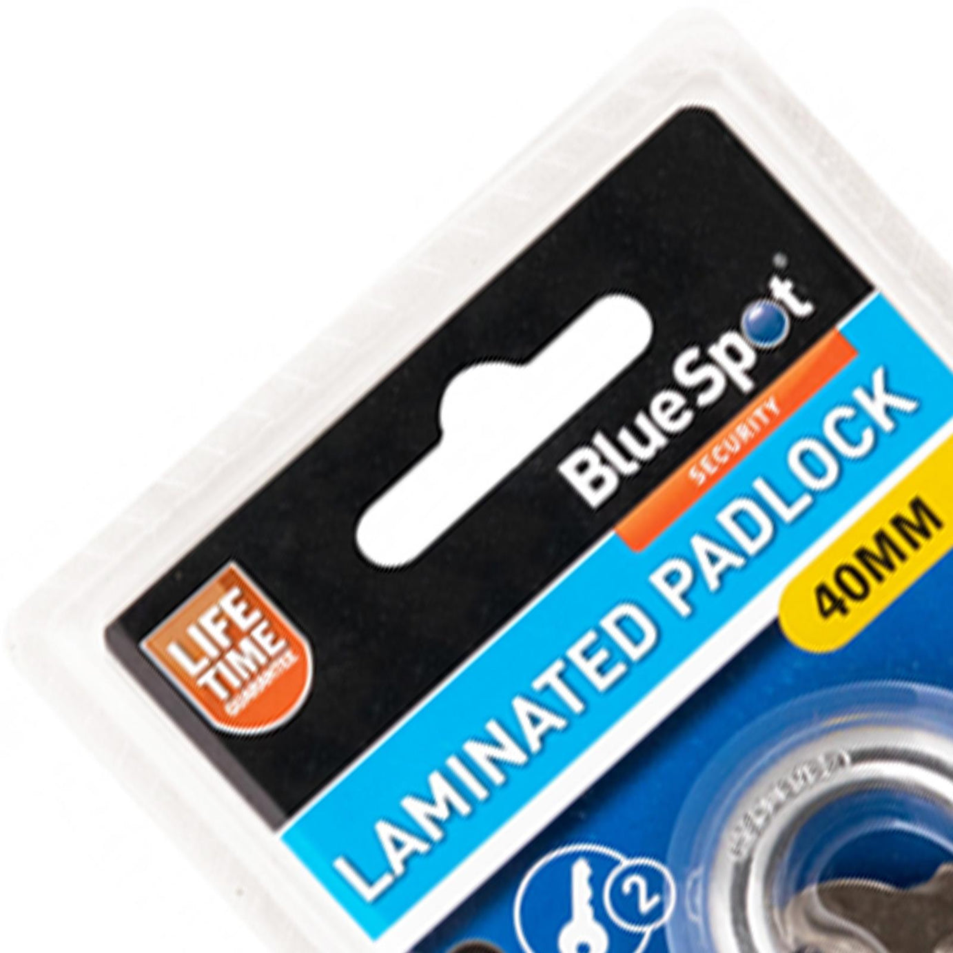 40mm Laminated Steel Padlock & 2 Keys With Hardened Shackle And Bumper BlueSpot