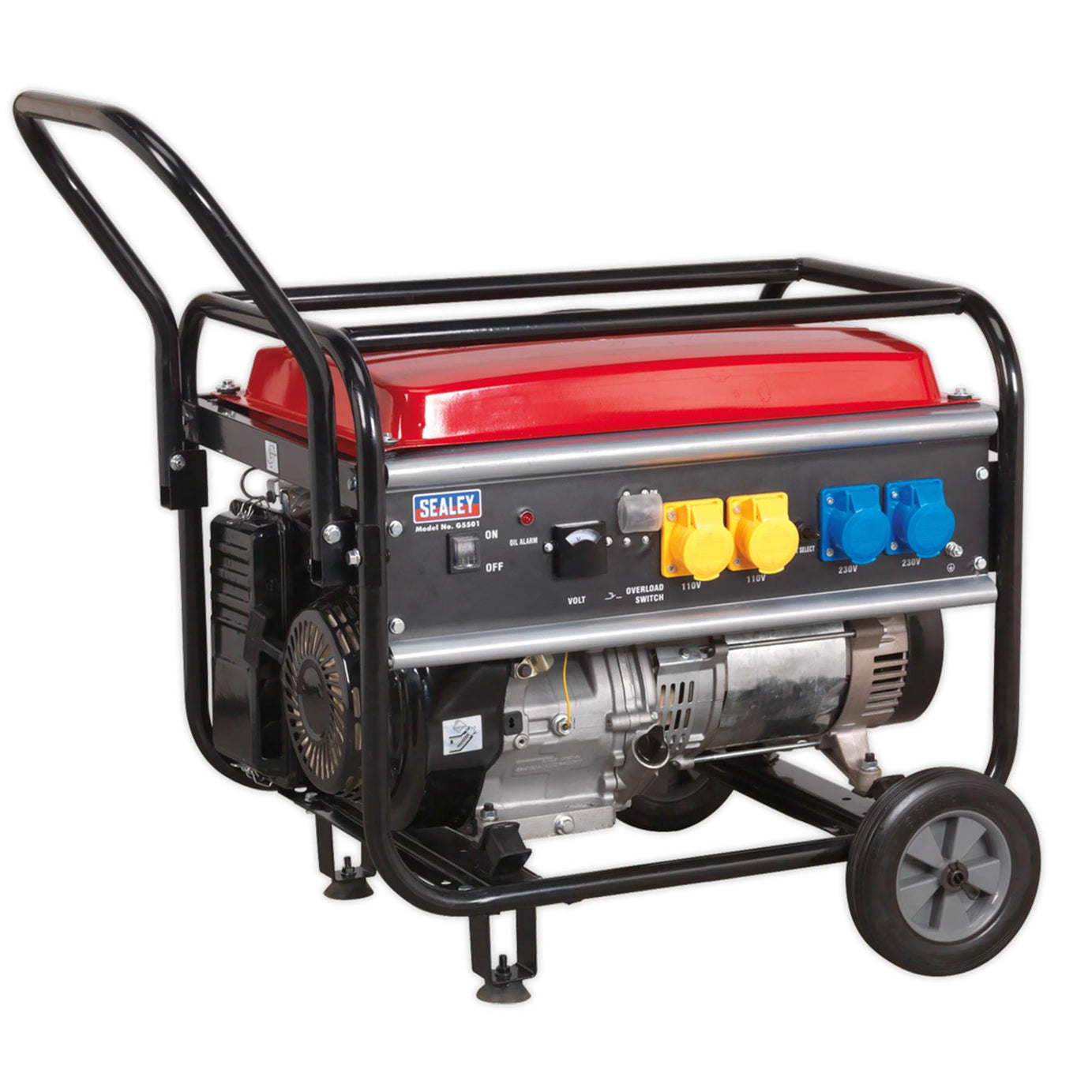 Sealey Generator 5500W 110/230V 13hp  Two Wheels And a large handle,