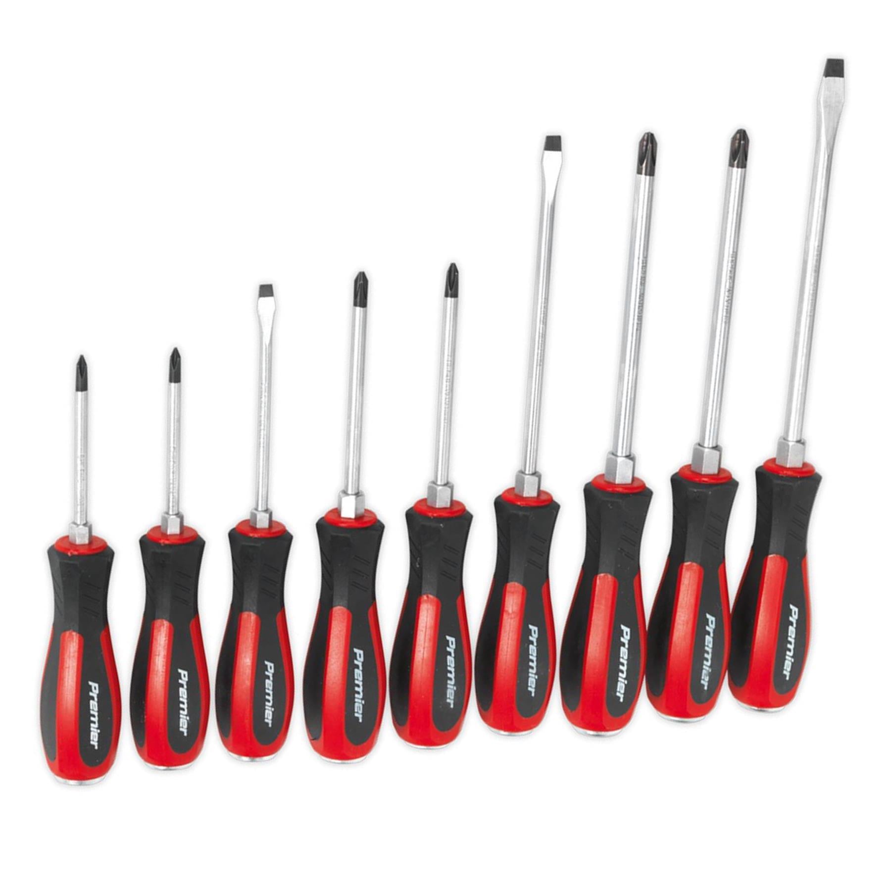 Sealey 9pc Screwdriver Set Hammer Thru Strike Slotted Phillips Pozi 75-175mm