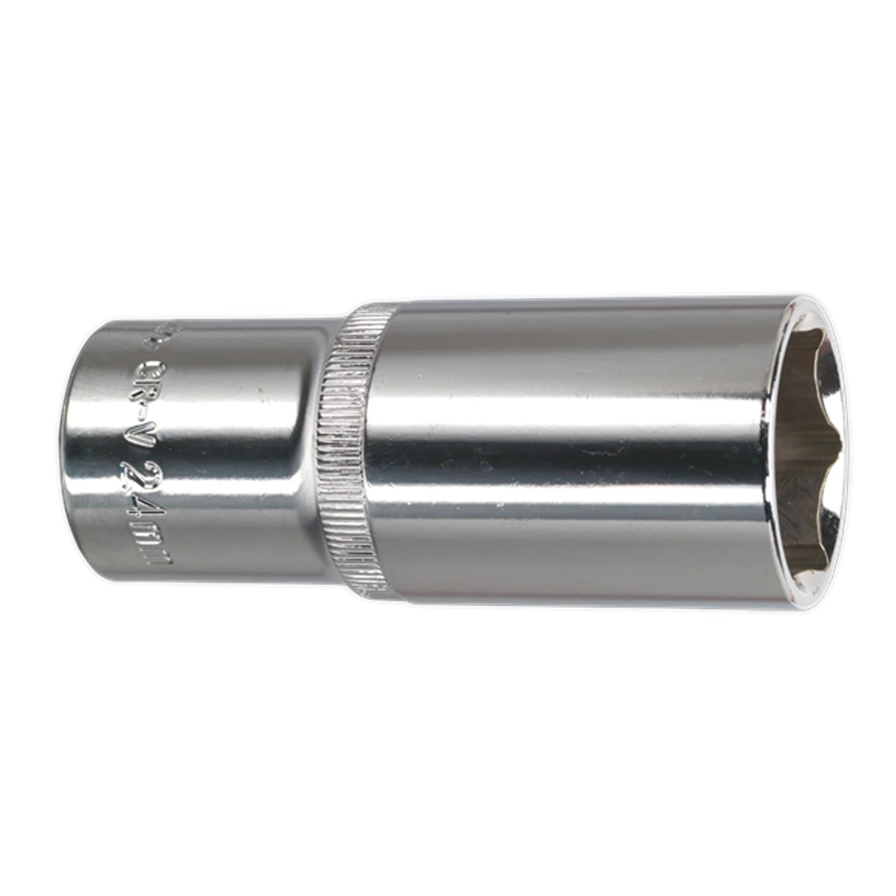 Sealey WallDrive Socket 24mm Deep 1/2"Sq Drive Fully Polished