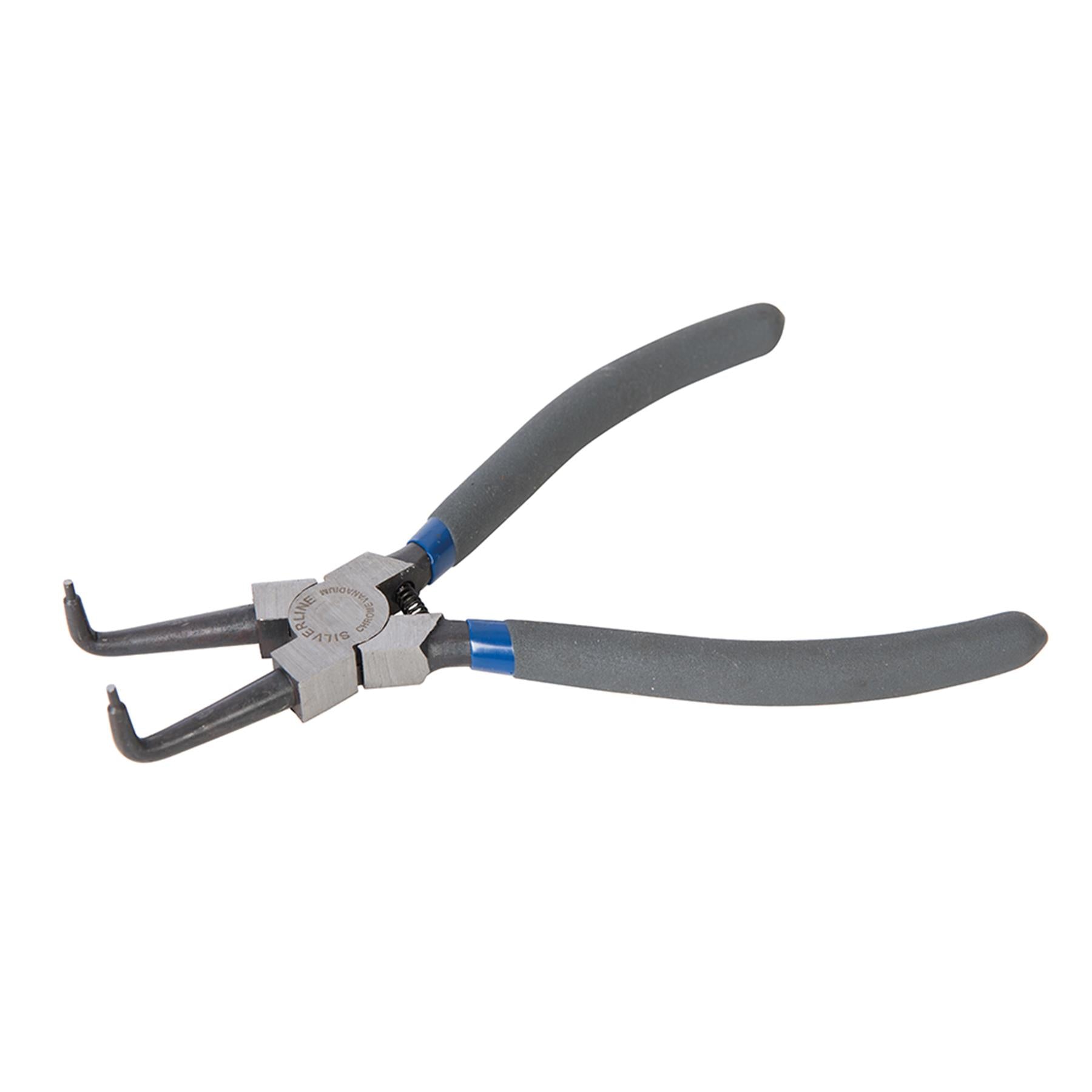 Bent Nose Internal Circlip Pliers 180mm Chrome Vanadium Tips Pvc Dipped Handles