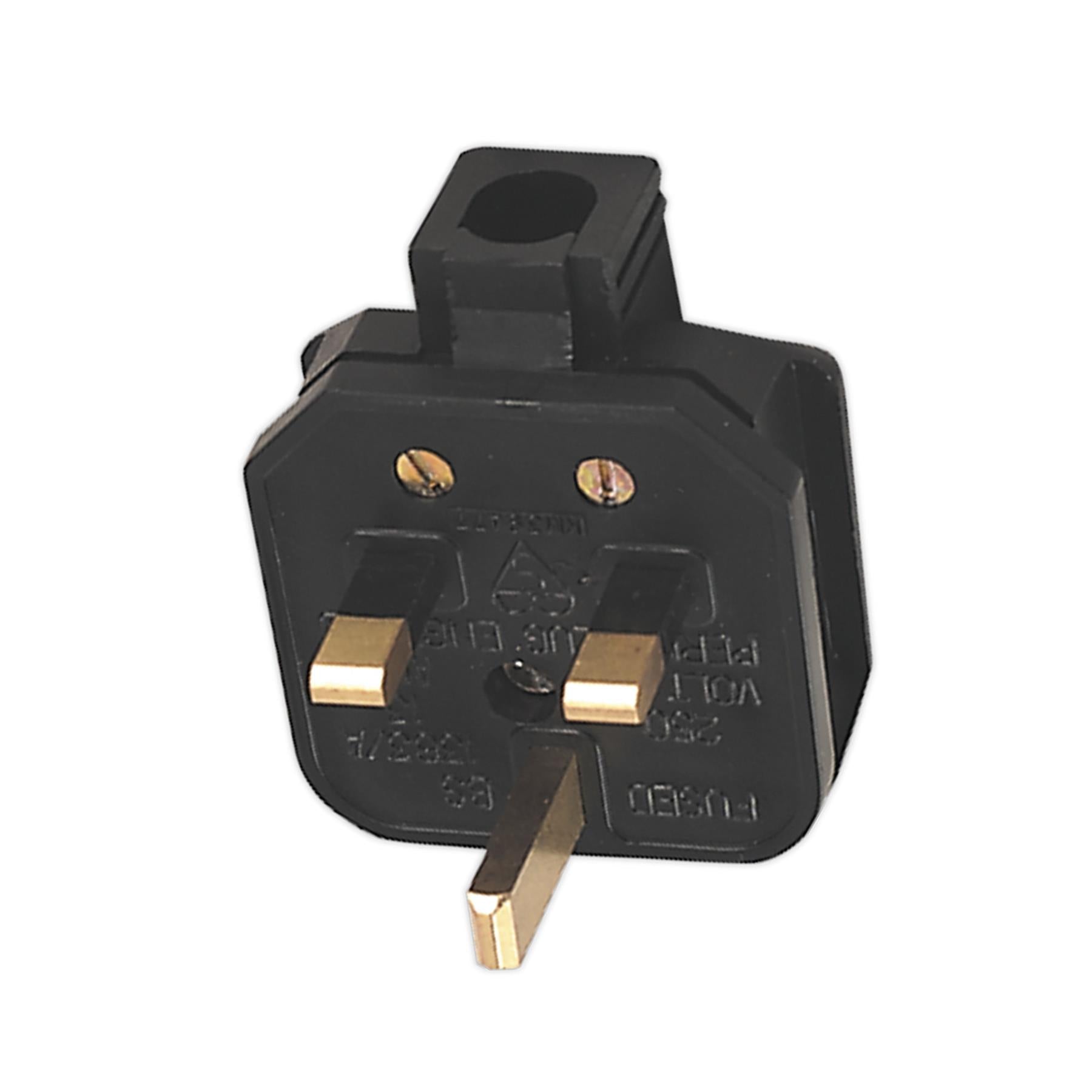 Rubber Plug Black 13A heavy-duty plug. PL/13/3S Sealey