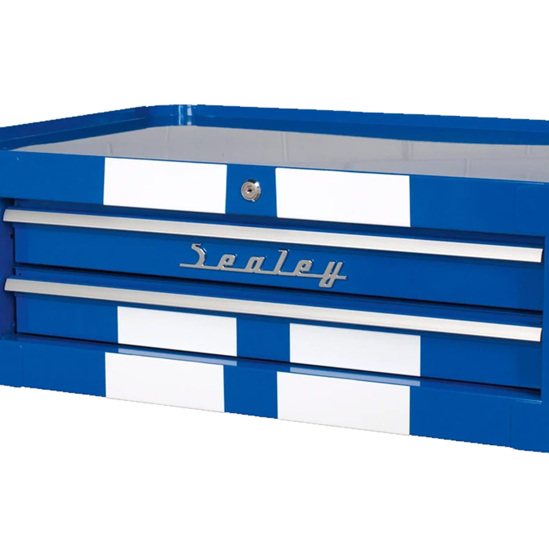 Sealey Mid-Box 2 Drawer Retro Style - Blue with White Stripes
