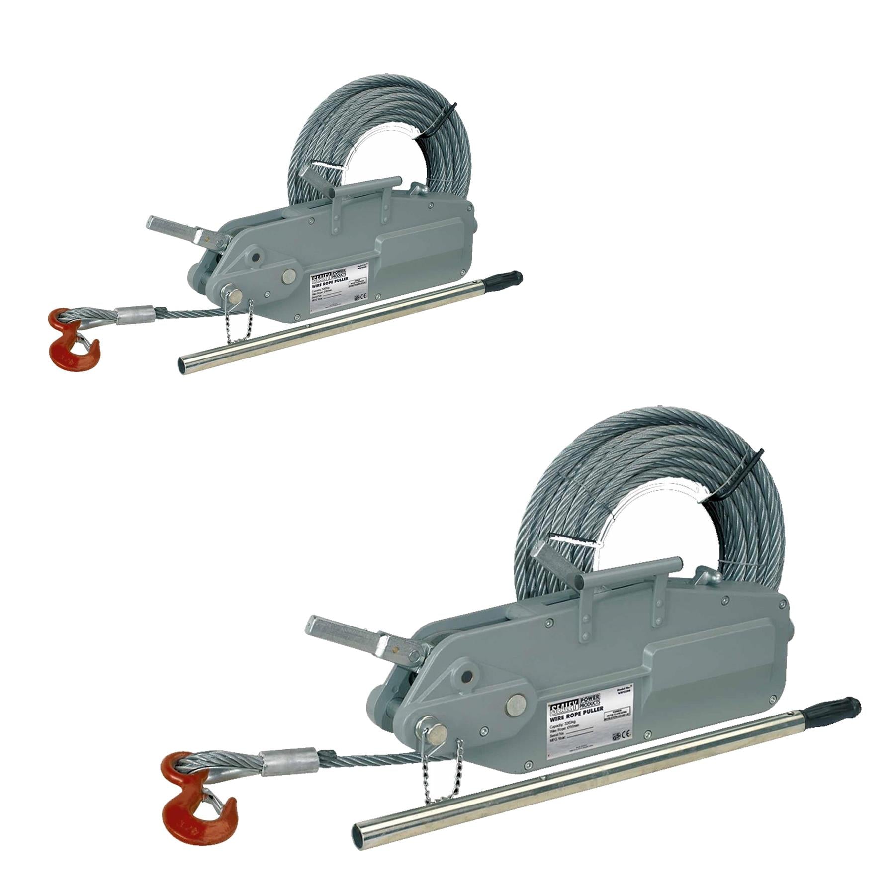 Sealey Wire Rope Puller 3200kg Max Line Force Extra Control Heavy-Duty Hook