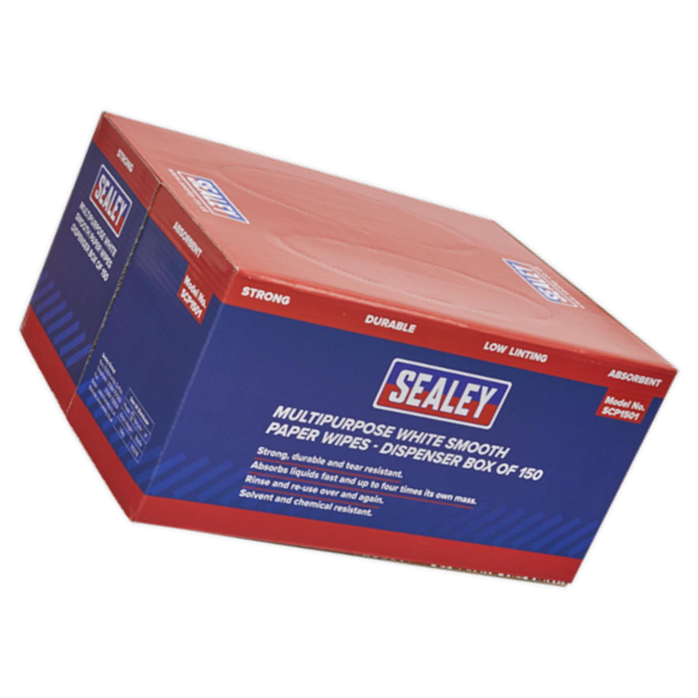 Sealey Paper Wipes In Dispenser Box - Smooth White 73gsm 150 Sheets