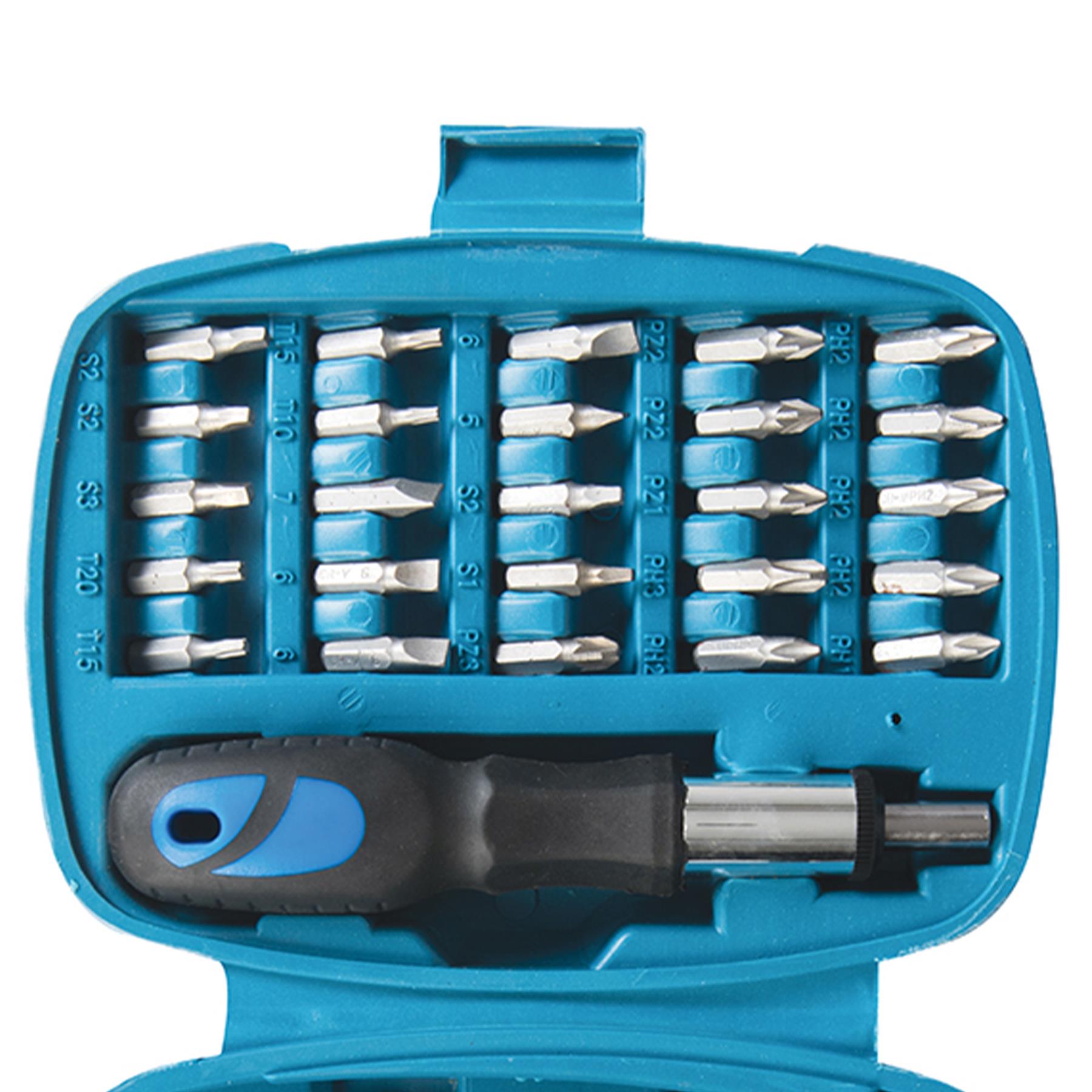 45Pce Ratchet Screwdriver Bit & Socket Set Soft-Grip Forward, Reverse & Locked