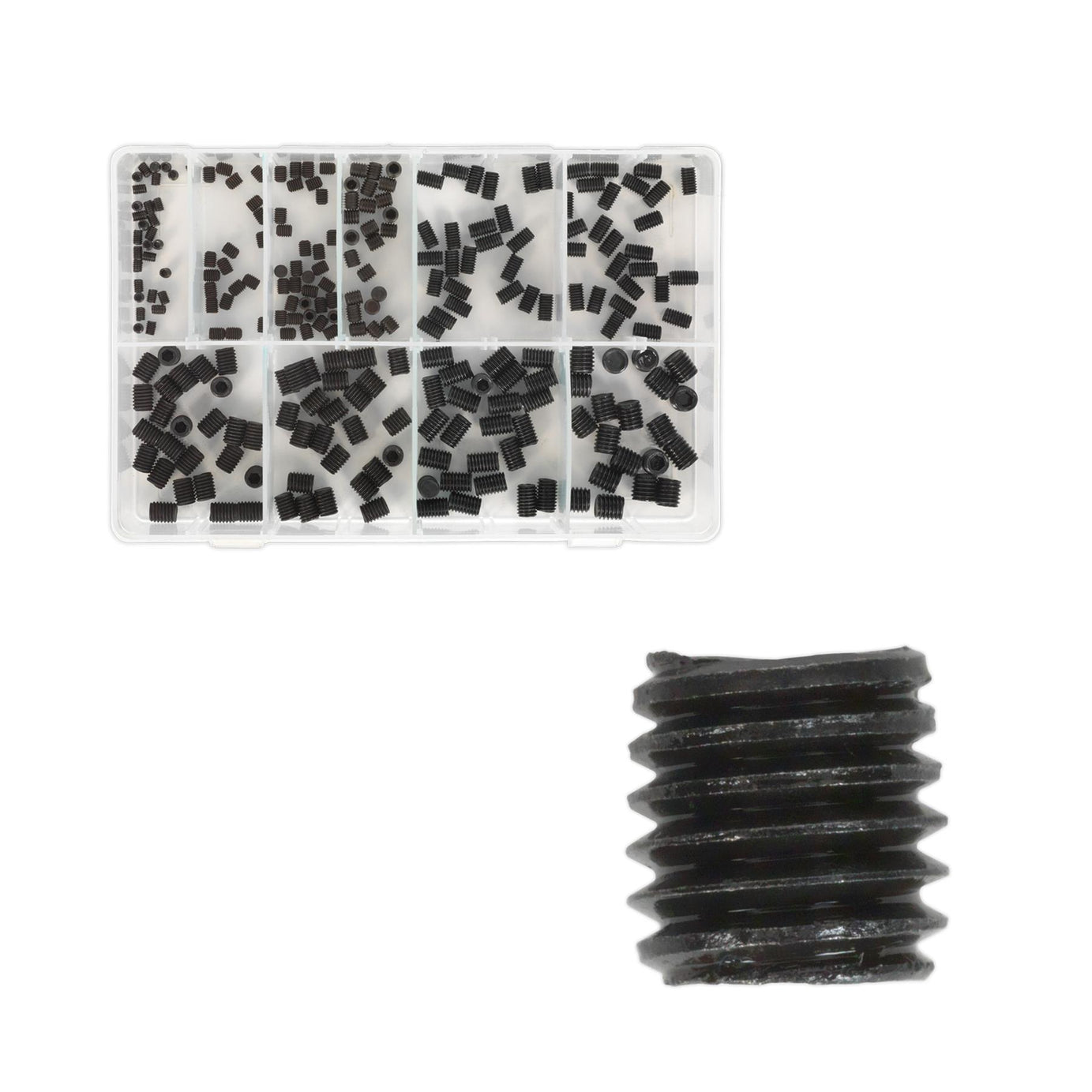 Sealey 250pcs Allen Grub Screw Assortment Cup Point Set DIN 916 M4-M10 Metric