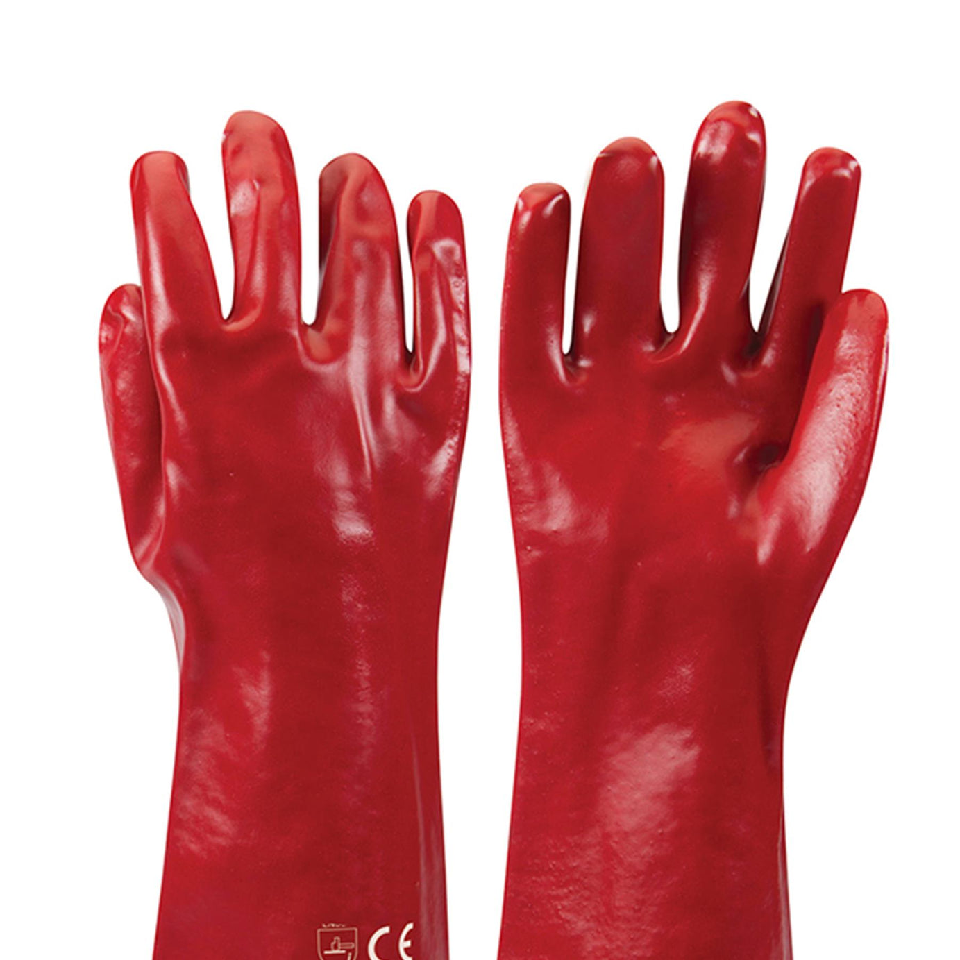 12 X Red PVC Gauntlets Full Dipped Quality Safety Protective Workwear PPE
